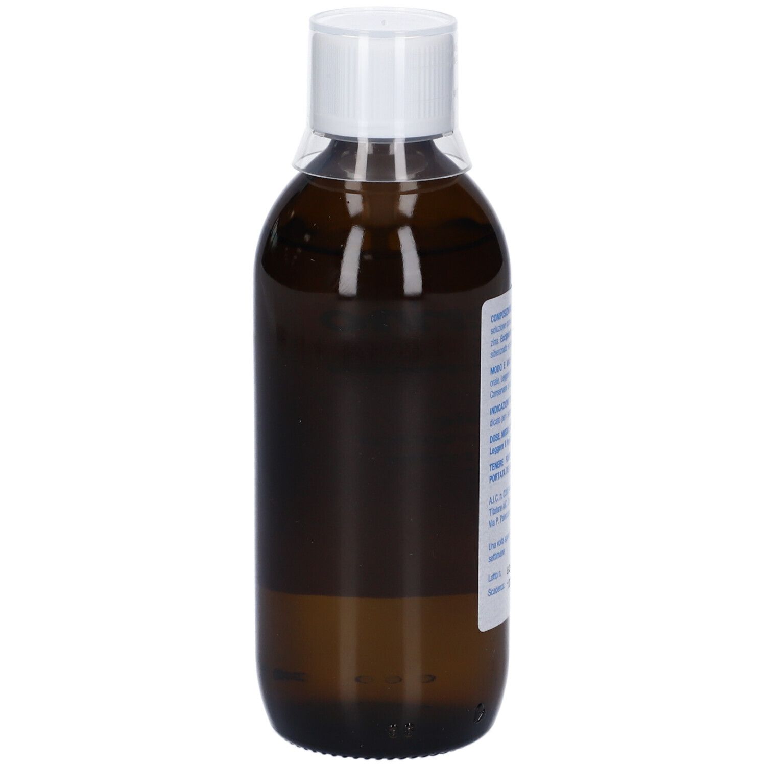 Flacone marrone con tappo bianco. Etichetta con informazioni. ZENTIVA.