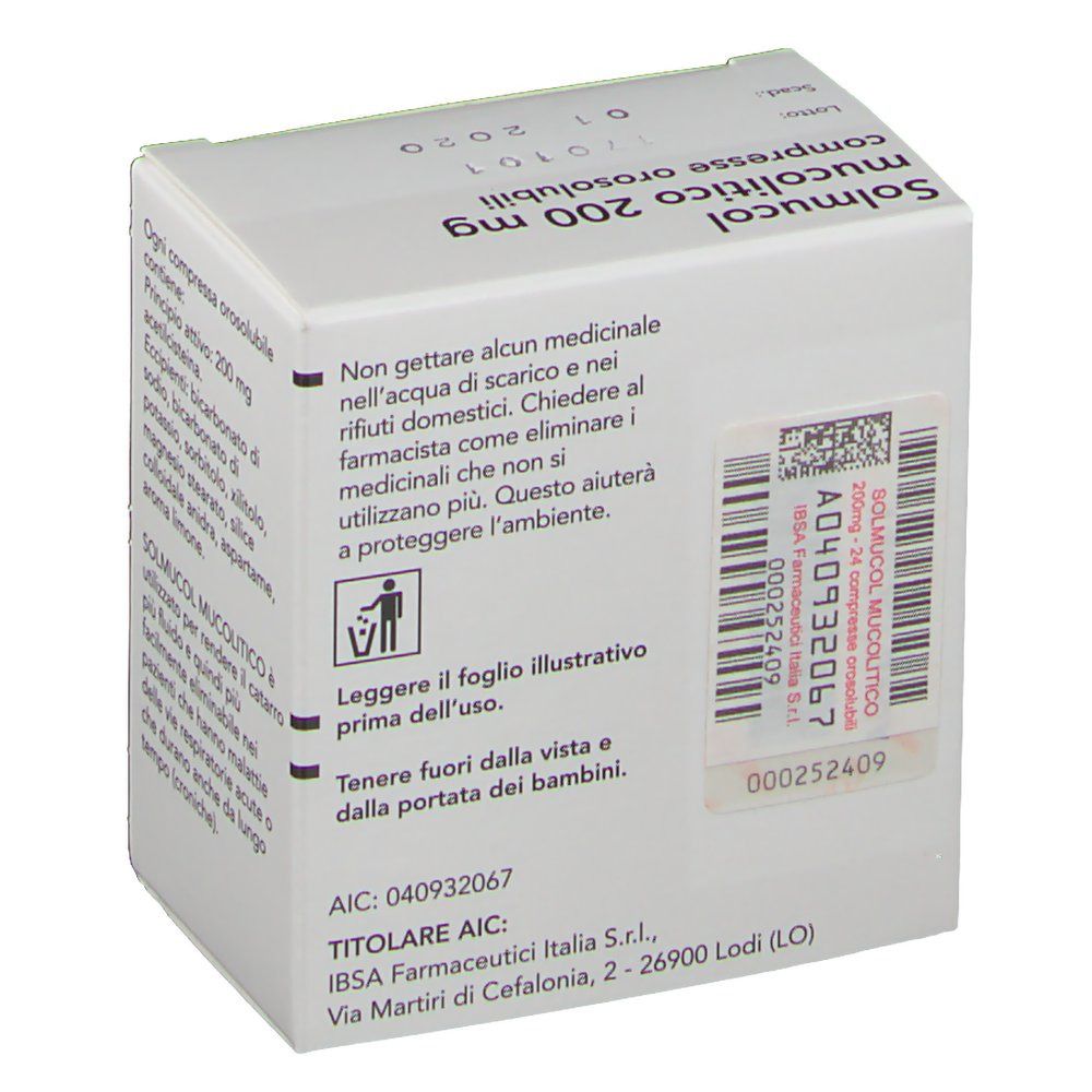 Solmucol mucolitico 200 mg Compresse orosolubili