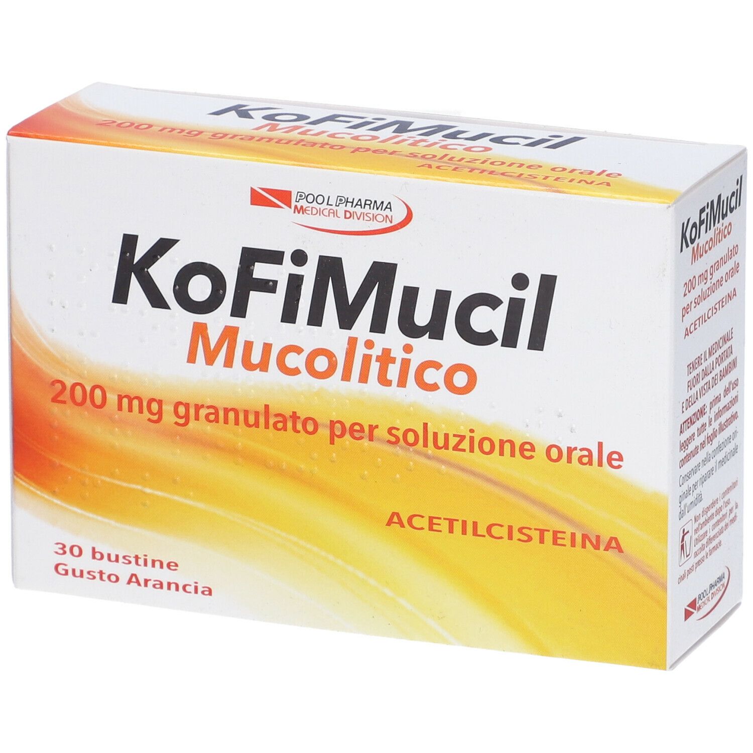 Pool Pharma KoFiMucil Mucolitico 200 mg Gusto Arancia