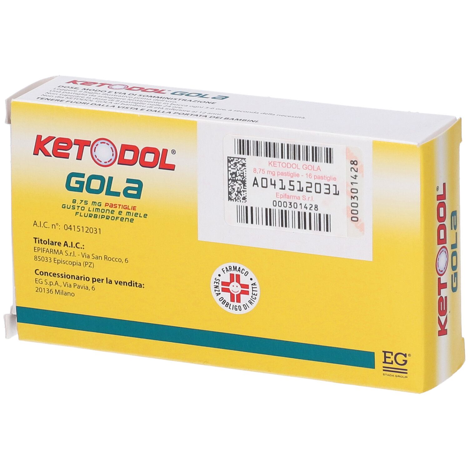 EG - Ketodol Gola Limone E Miele 16 Pastiglie - Farmaco Per La Gola