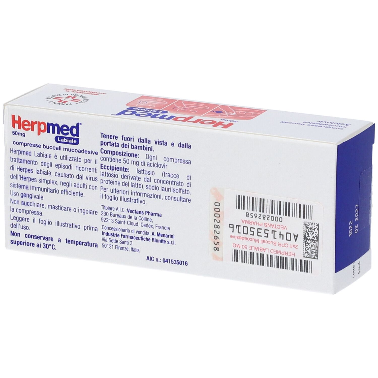 Herpmed Labiale Compresse Buccali Mucoadesive Aciclovir 50mg