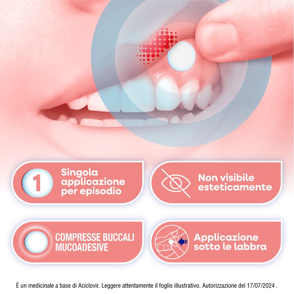 Herpmed Labiale Compresse Buccali Mucoadesive Aciclovir 50mg