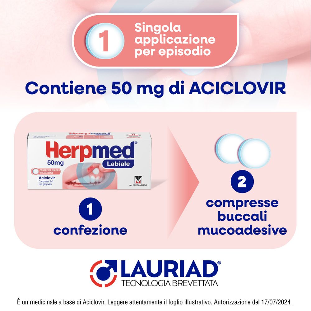 Herpmed Labiale Compresse Buccali Mucoadesive Aciclovir 50mg