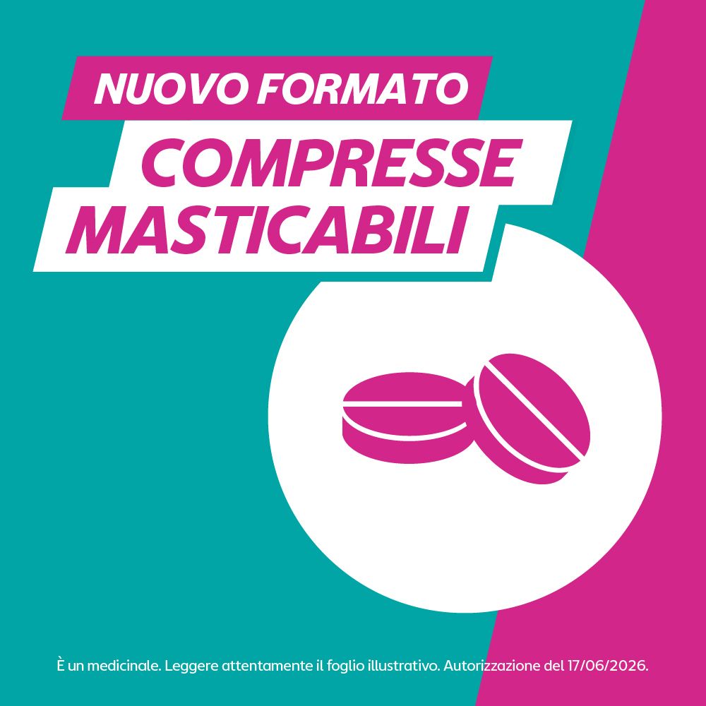 Gaviscon nuovo formato compresse masticabili, mostra due compresse.