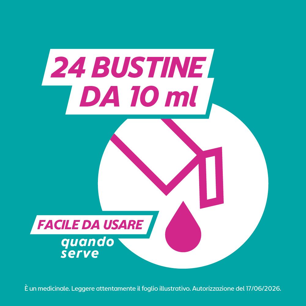 Gaviscon: 24 bustine da 10 ml, facile da usare.