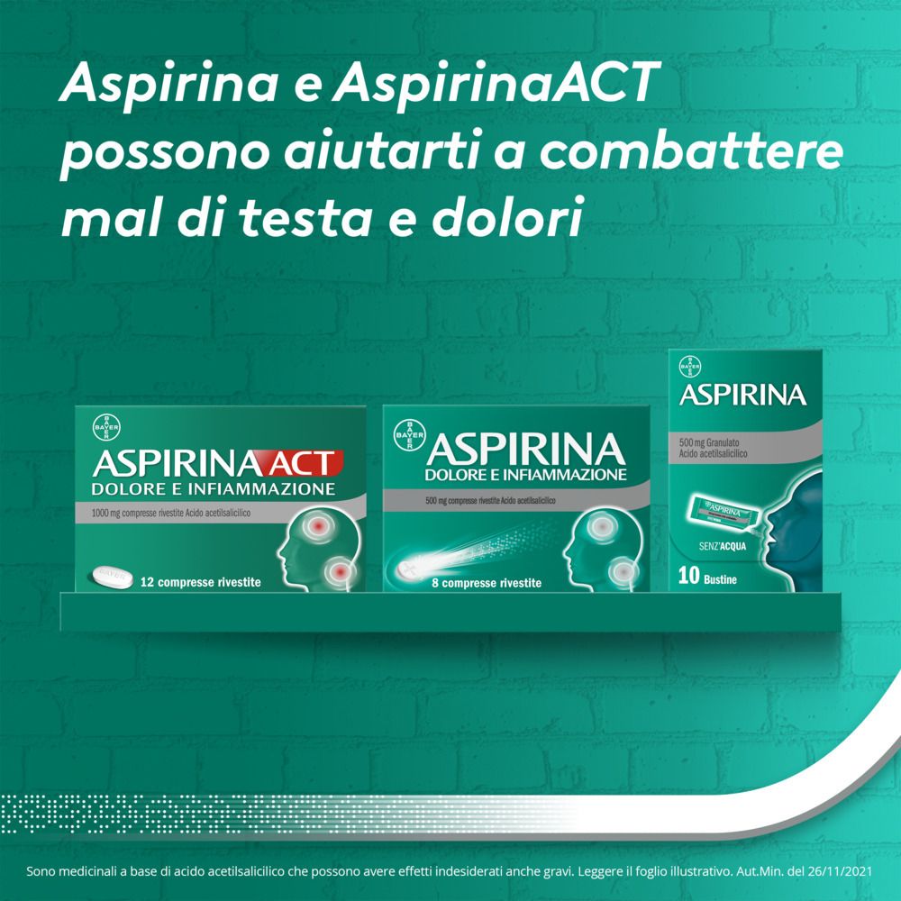 Aspirina Dolore e Infiammazione Antidolorifico e Antinfiammatorio Compresse