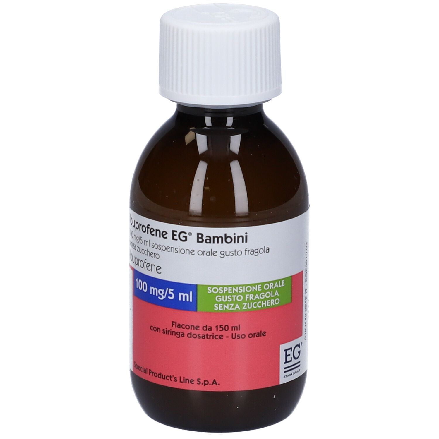 IBUPROFENE EG Bambini 100 mg/5 ml sospensione orale gusto fragola senza zucchero
