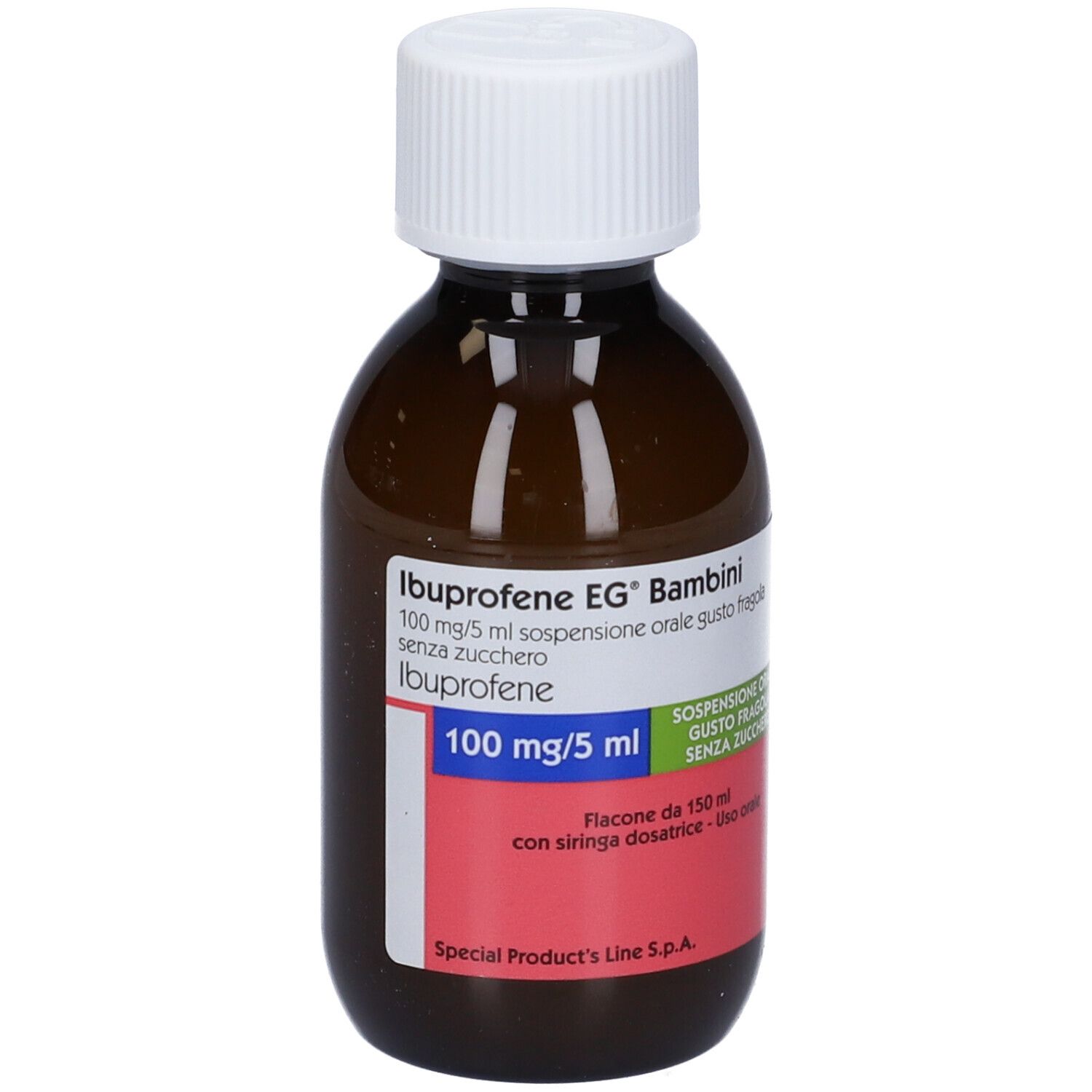 IBUPROFENE EG Bambini 100 mg/5 ml sospensione orale gusto fragola senza zucchero