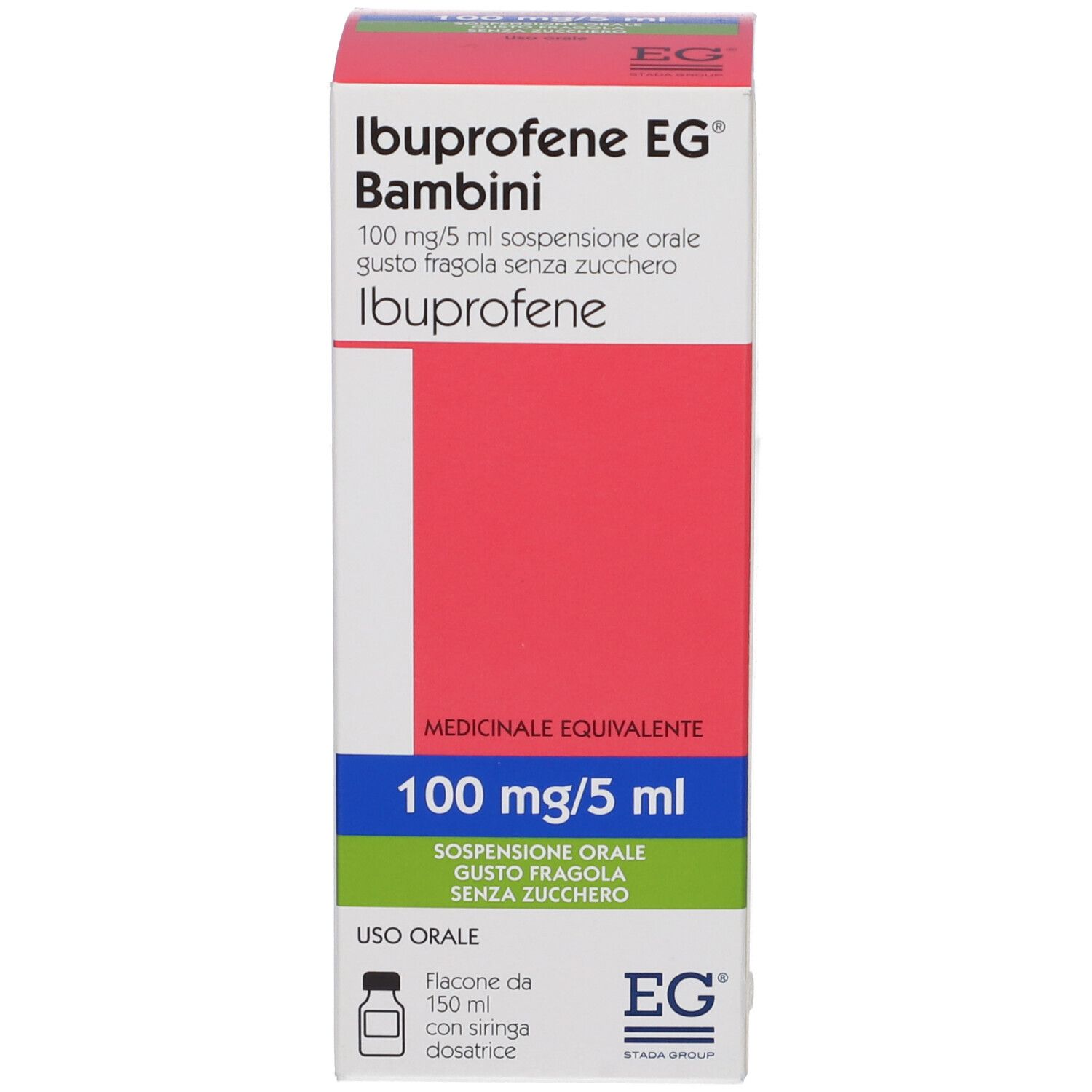 IBUPROFENE EG Bambini 100 mg/5 ml sospensione orale gusto fragola senza zucchero