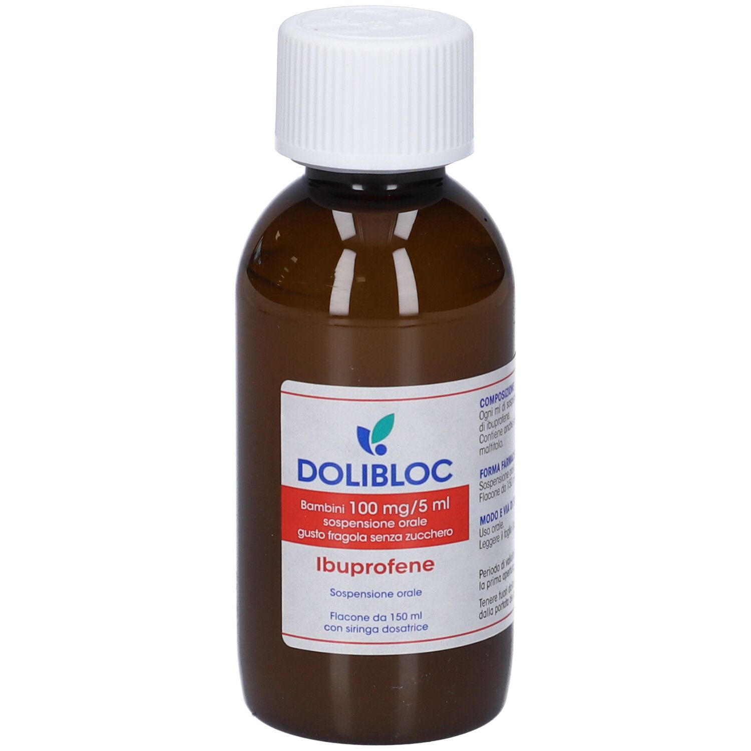 DOLIBLOC Bambini 100 mg/5 ml sospensione orale gusto fragola senza zucchero