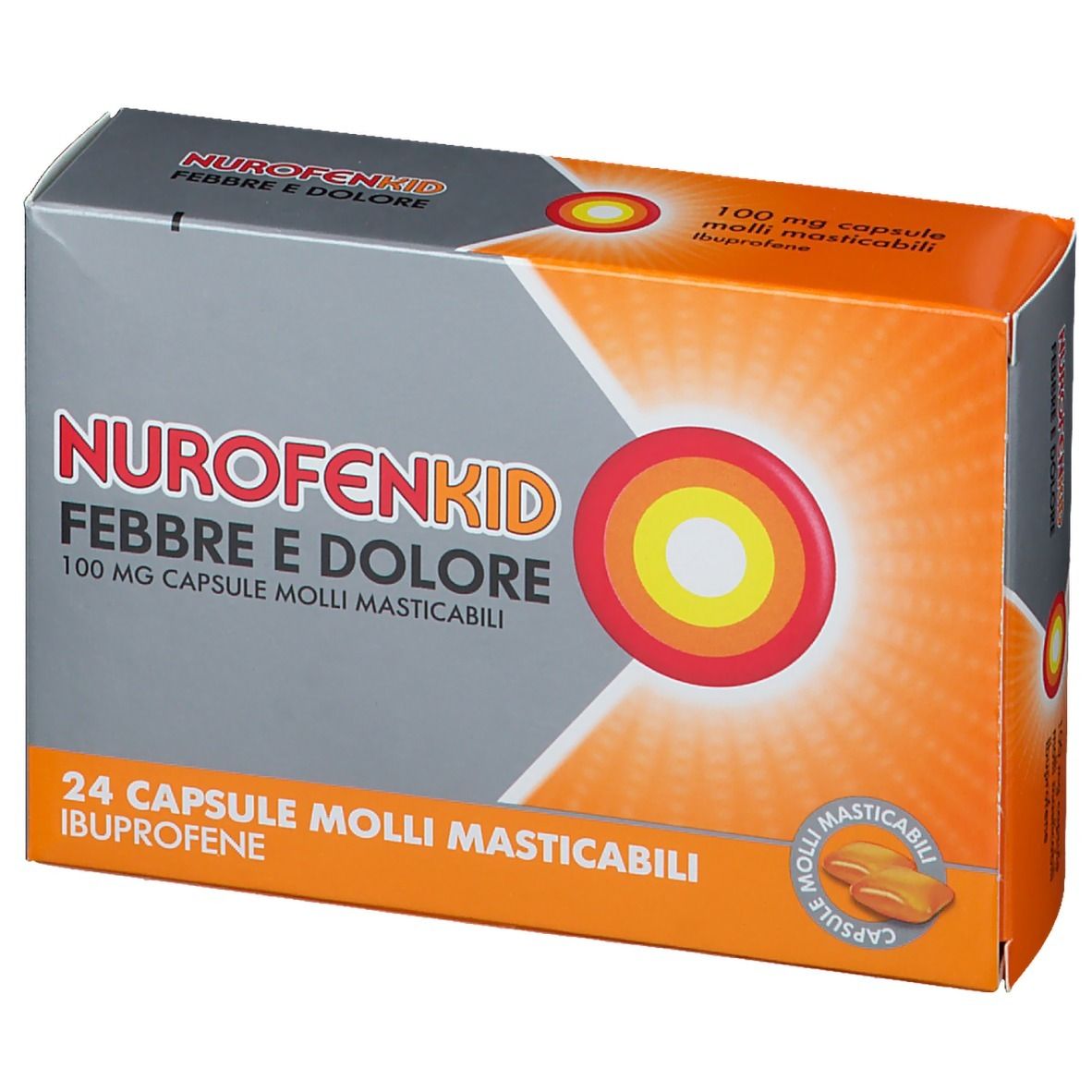 NUROFENKID Febbre e Dolore 100 mg Capsule Molli Masticabili