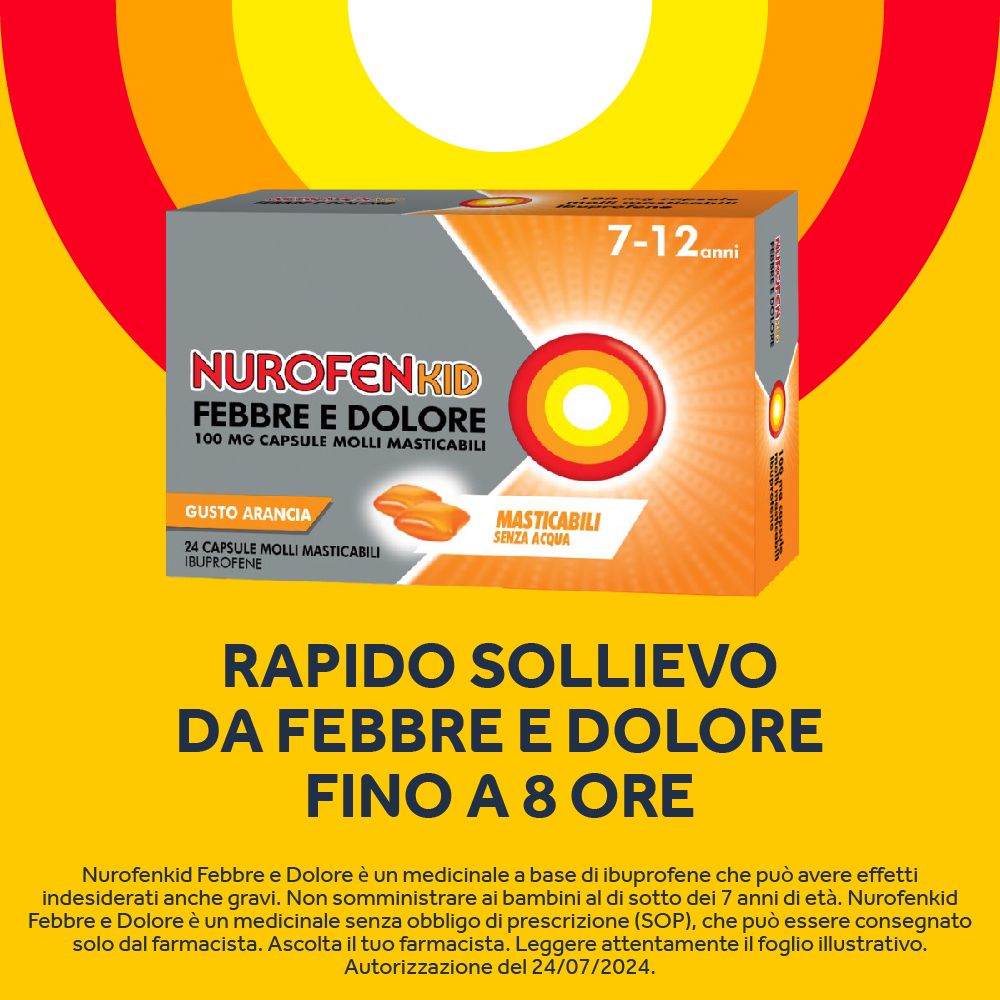 NUROFENKID Febbre e Dolore 100 mg Capsule Molli Masticabili