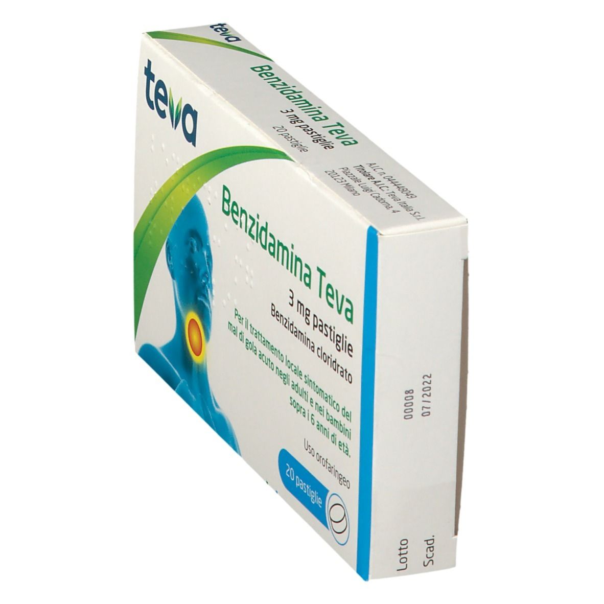 Benzidamina Teva 3 mg pastiglie Benzidamina cloridrato