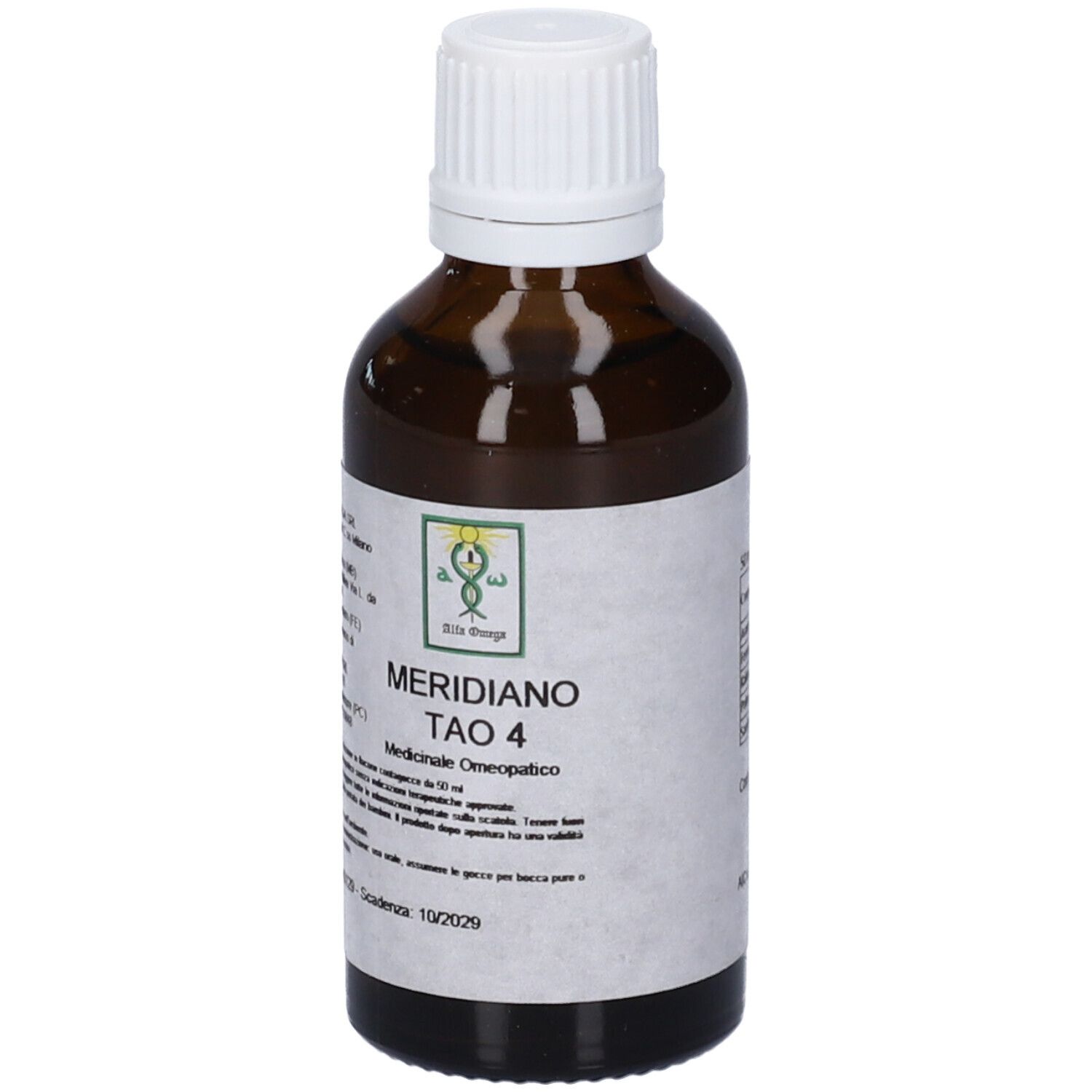 Flacone di vetro marrone con tappo bianco. Etichetta con nome del prodotto, logo e denominazione medica.