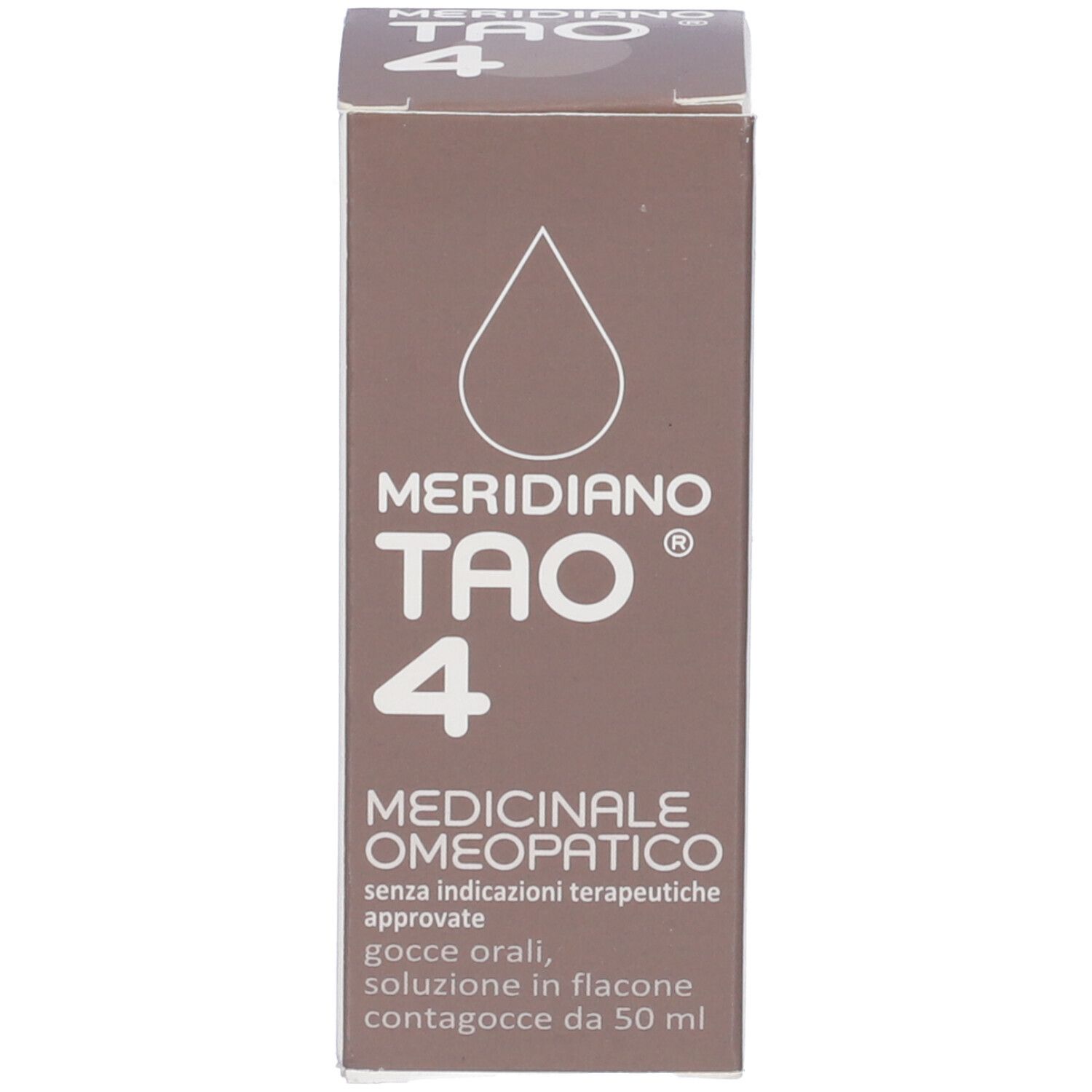 Scatola marrone con nome del prodotto e logo. Contiene gocce, 50 ml.