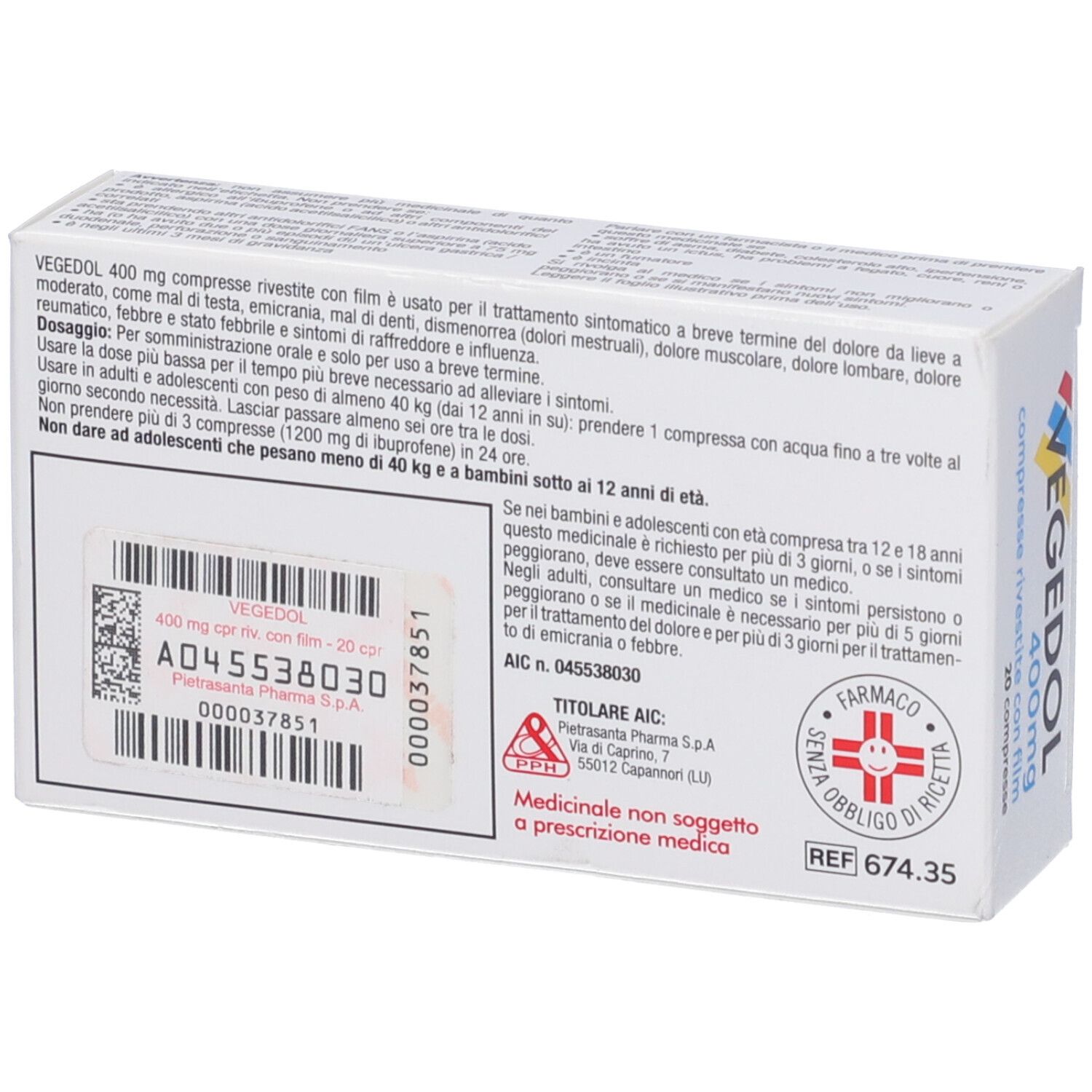 Vegedol 400 mg compresse rivestite con film