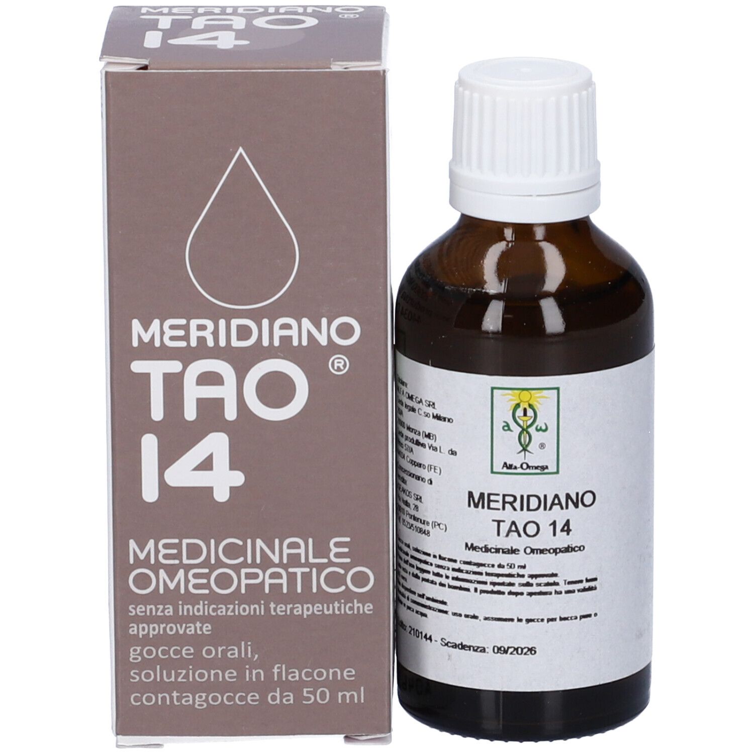 Flacone di vetro marrone e scatola. Flacone con tappo bianco. Scatola con nome del prodotto. Medicinali.