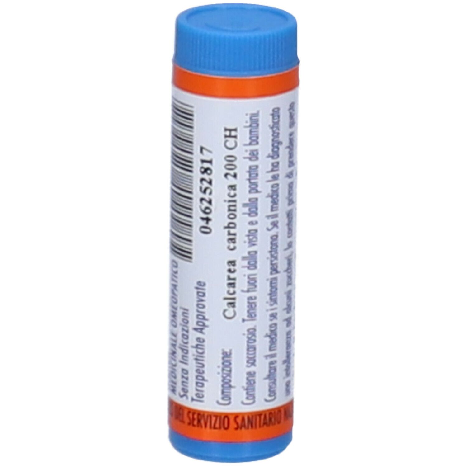 Confezione cilindrica. Testo: CALCAREA CARBONICA 200 CH, Hering S.r.l. Medicinali.