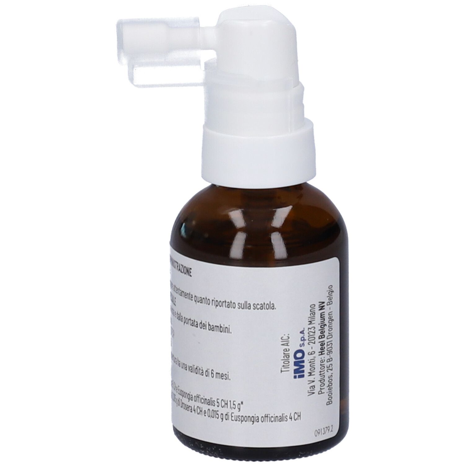 Flacone di vetro marrone con nebulizzatore bianco. Scritta: DROS Spray sublinguale, soluzione. Flacone nebulizzatore.