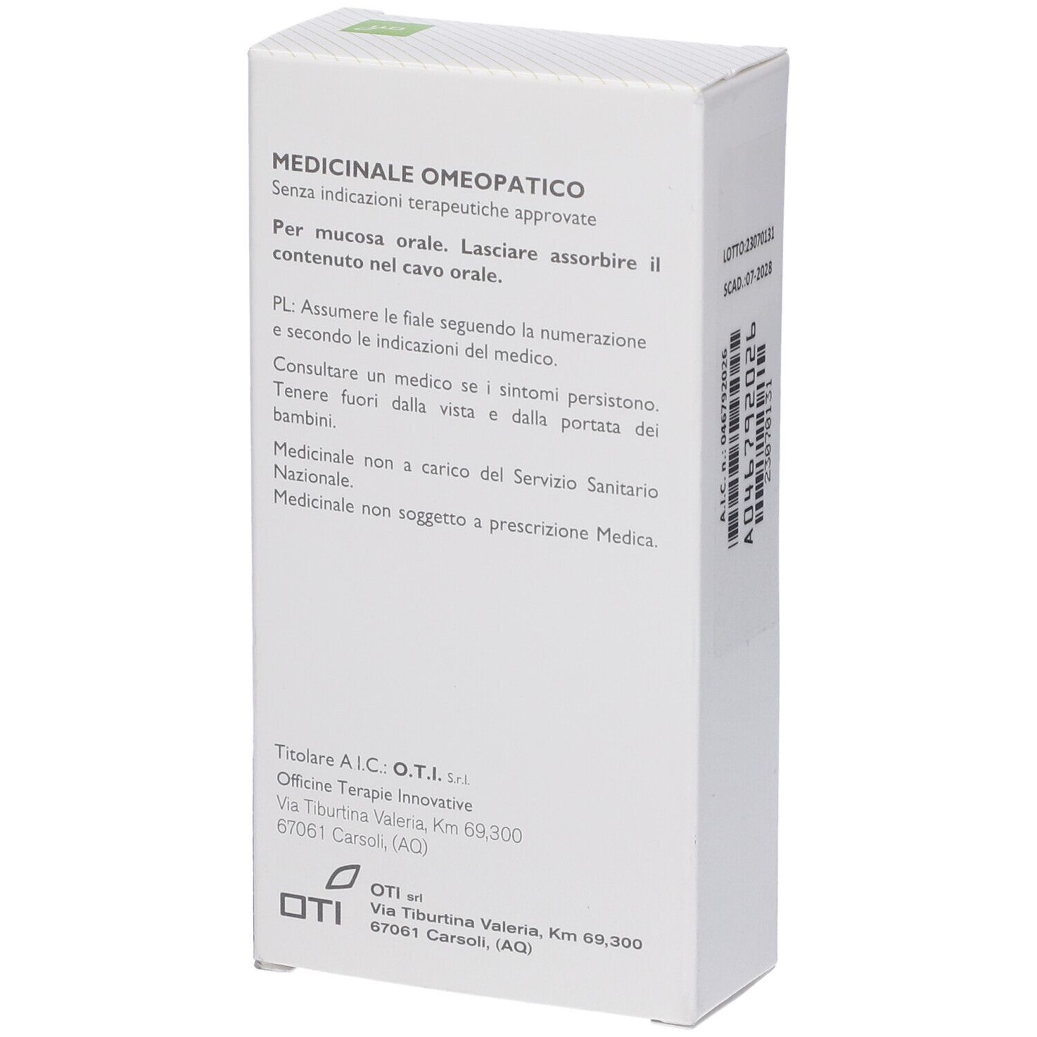 Oti Anti Cd 23 018 Lm Potenziata Liquida 20 Fiale 2 Ml Soluzione Idroalcolica Per Mucosa Orale
