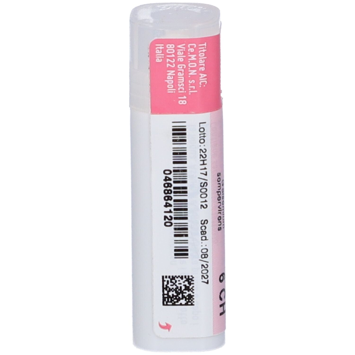 Contenitore cilindrico con etichetta rosa e codice a barre. Scritta: Gelsemium Sempervirens 6 CH.