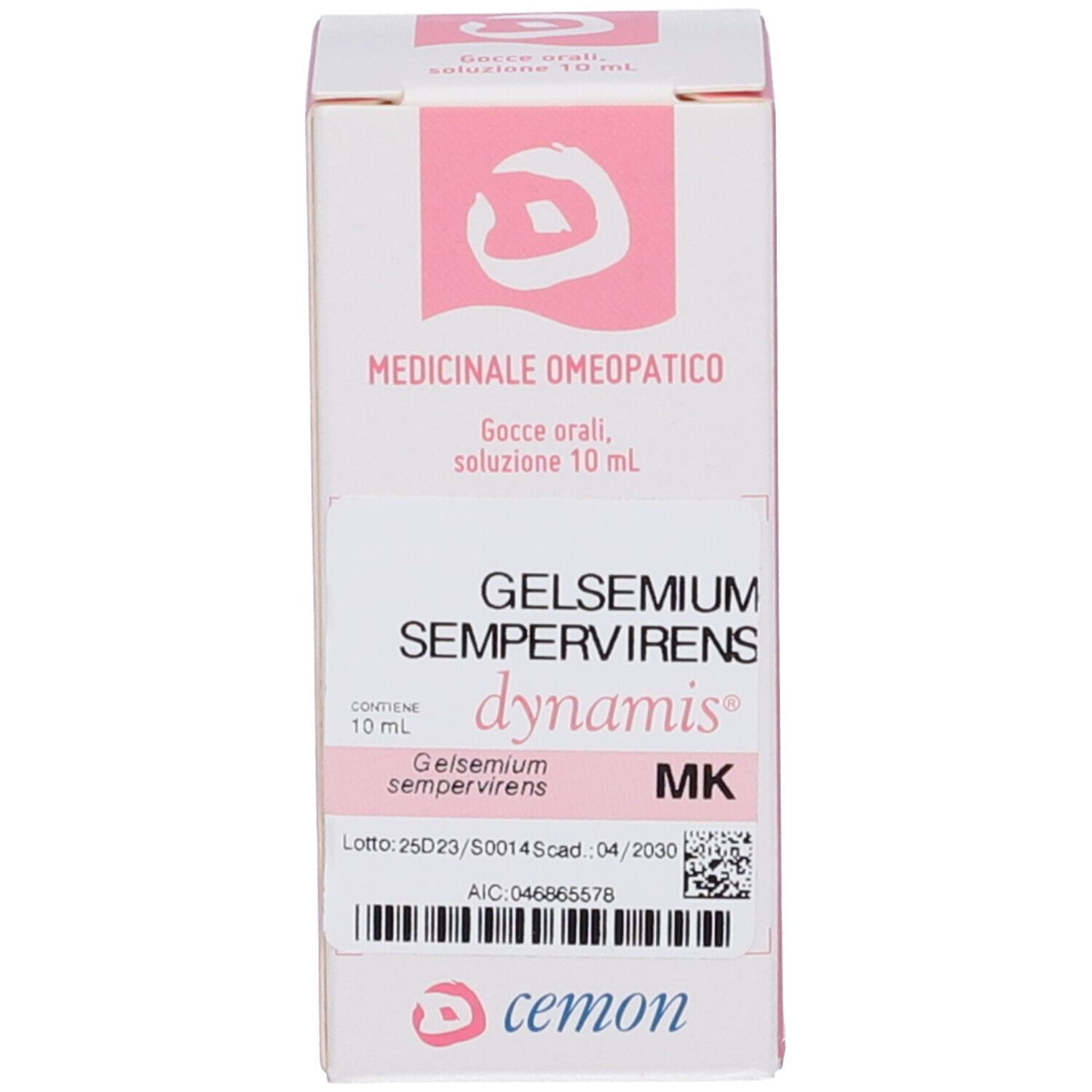 Confezione prodotto bianca con accenti rosa. Nome del prodotto e logo visibili. Informazioni testuali.