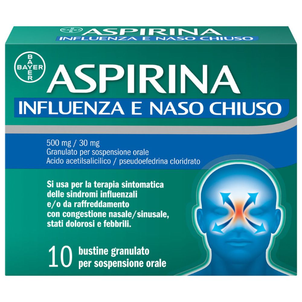 Aspirina Influenza e Naso Chiuso Antidolorifico Decongestionante Buste