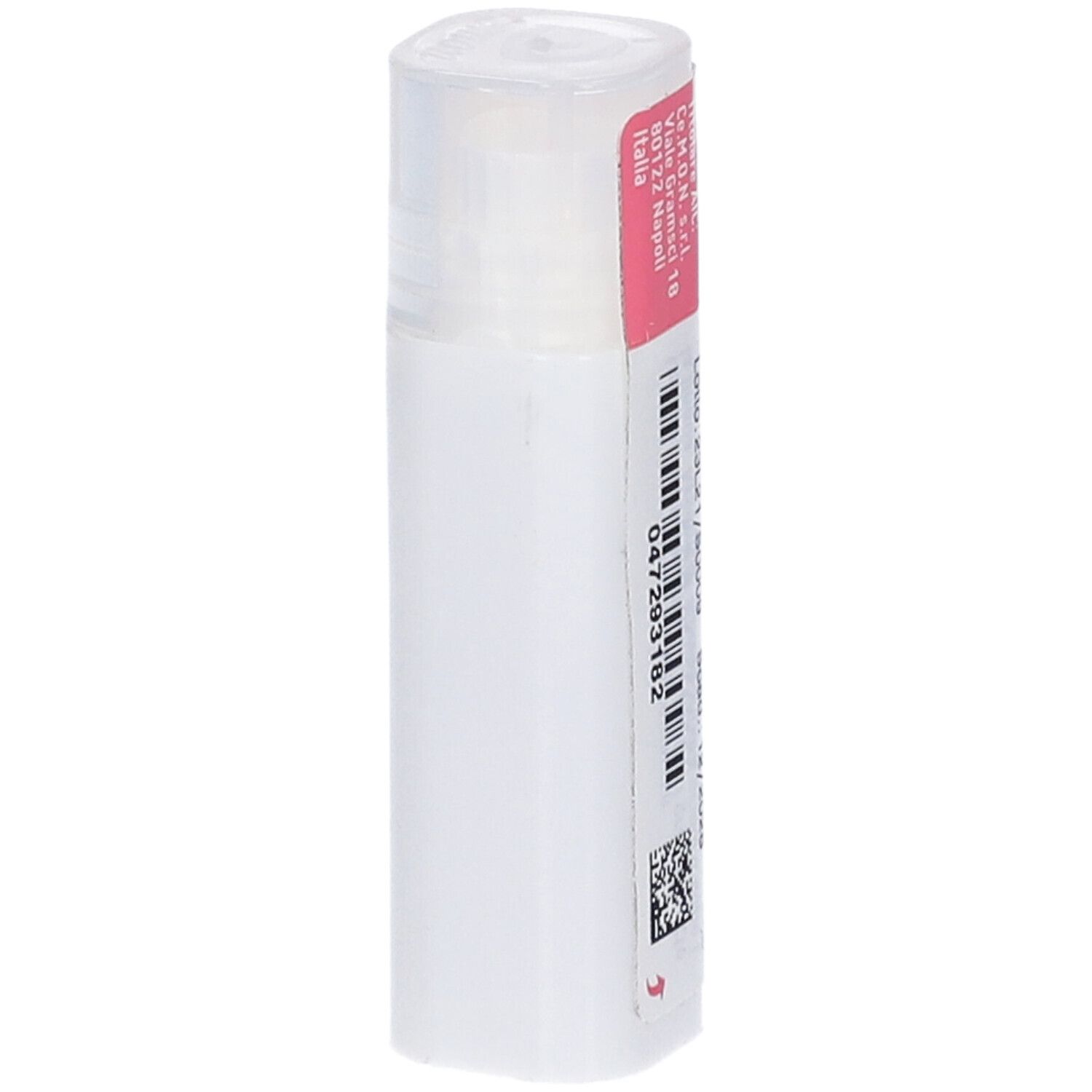 Flacone cilindrico con etichetta rosa e codice a barre. Testo: RUMEX CRISPUS dynamis 15 CH. "cemon" in alto.