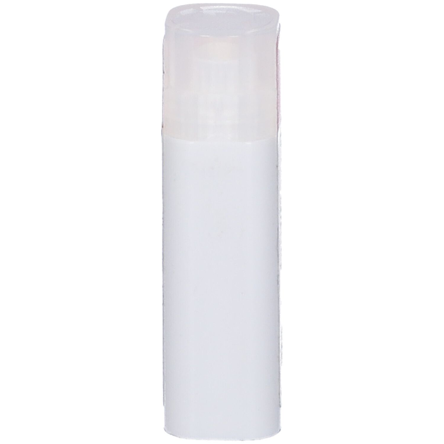 Flacone cilindrico bianco con coperchio trasparente. Il prodotto è in posizione verticale.