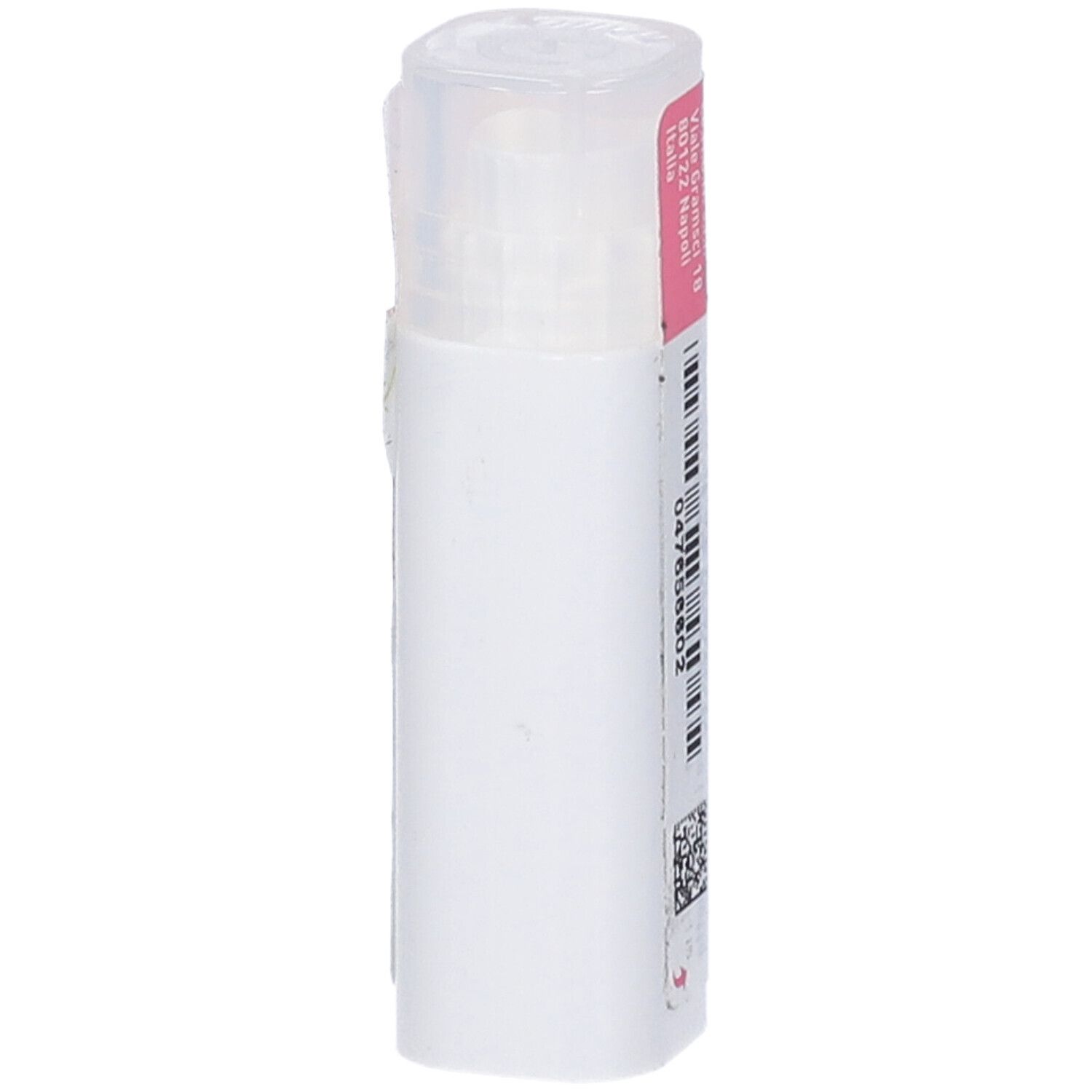 Confezione cilindrica, bianca con etichetta rosa. Scritta: Cemon, codice a barre, 047656602.