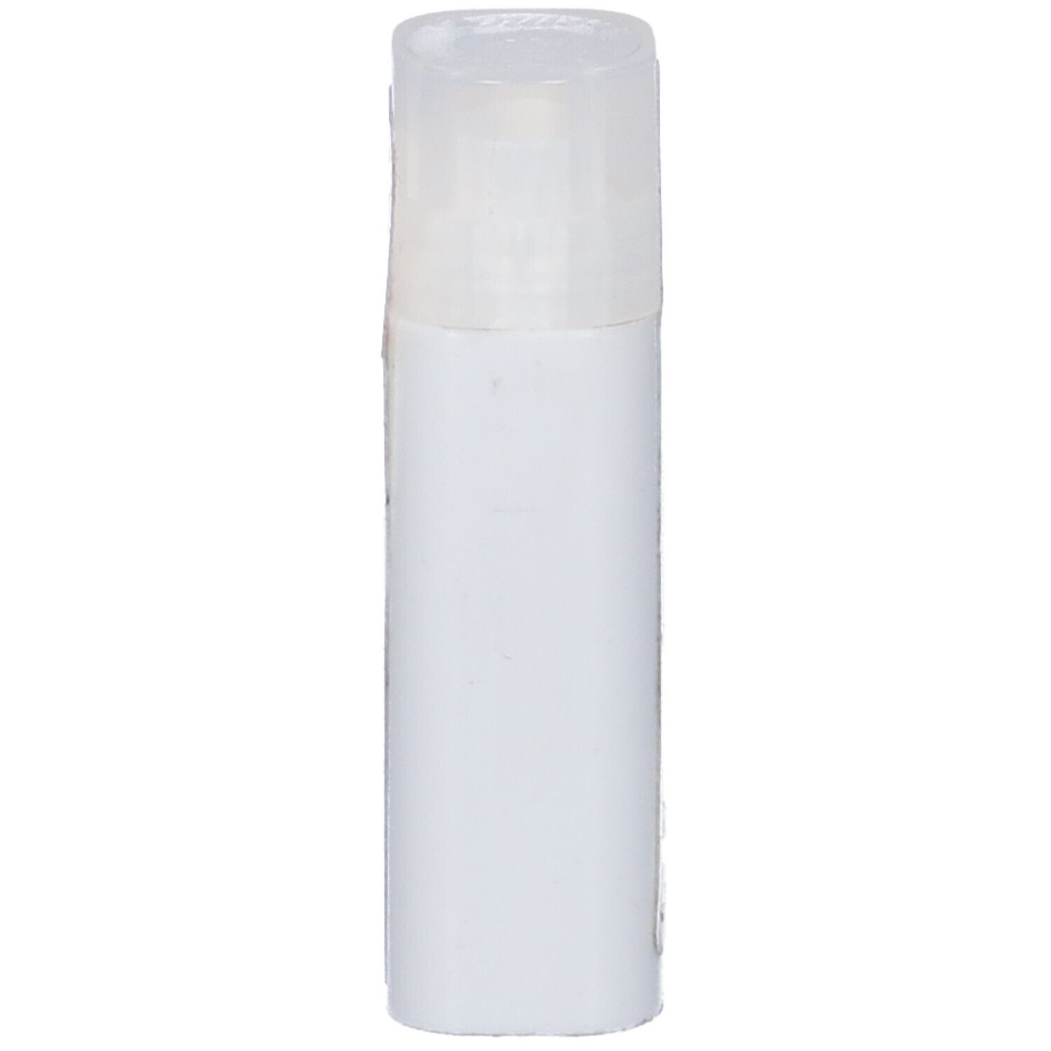 Confezione cilindrica bianca con coperchio trasparente.