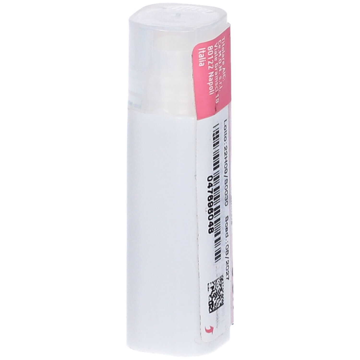 Confezione cilindrica con etichetta rosa. Scritta: cemon, 047696048, Scad. 08/2027.