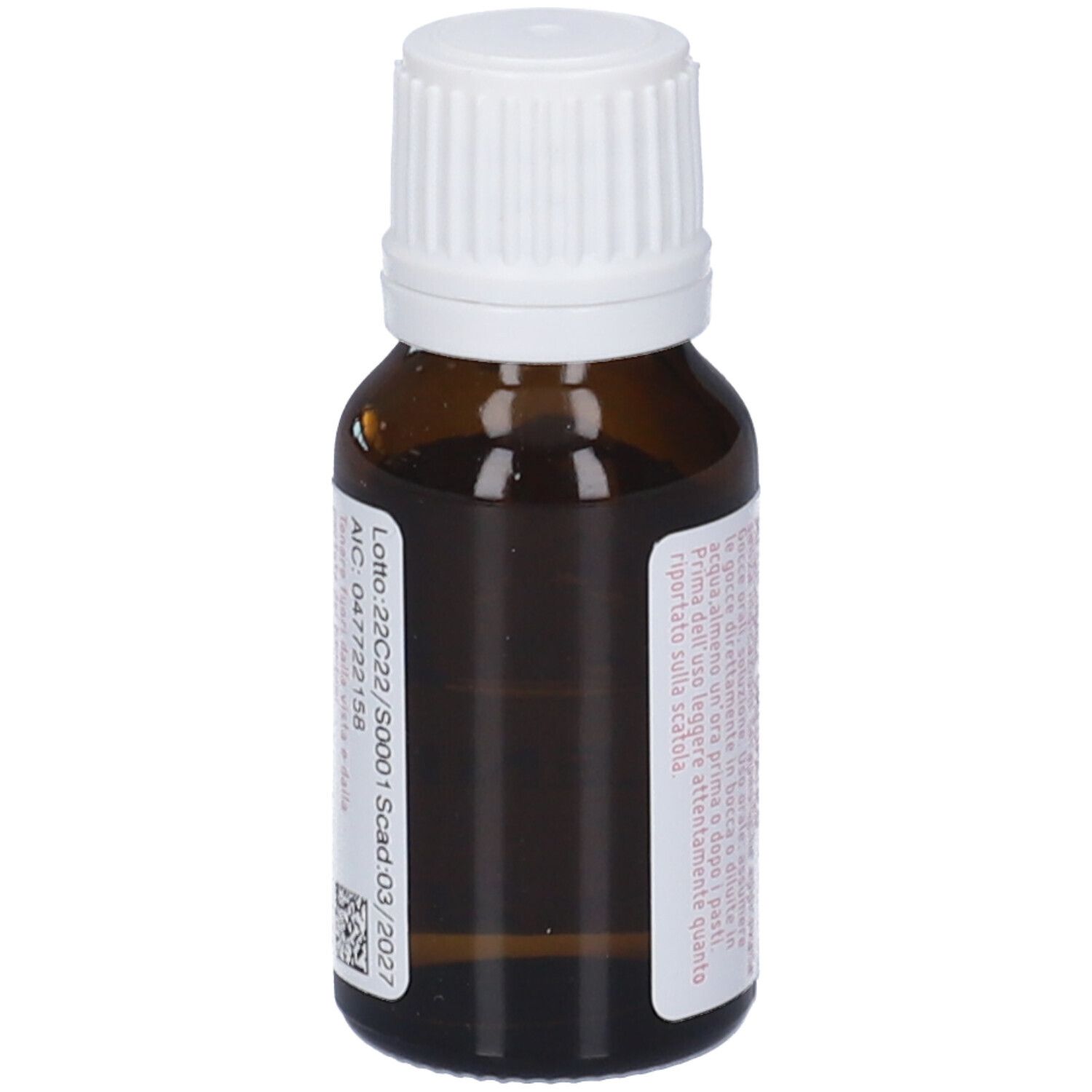 Flacone di vetro marrone con tappo bianco ed etichetta rosa. Scritta: Selenium dynamis 200K, 10 ml.