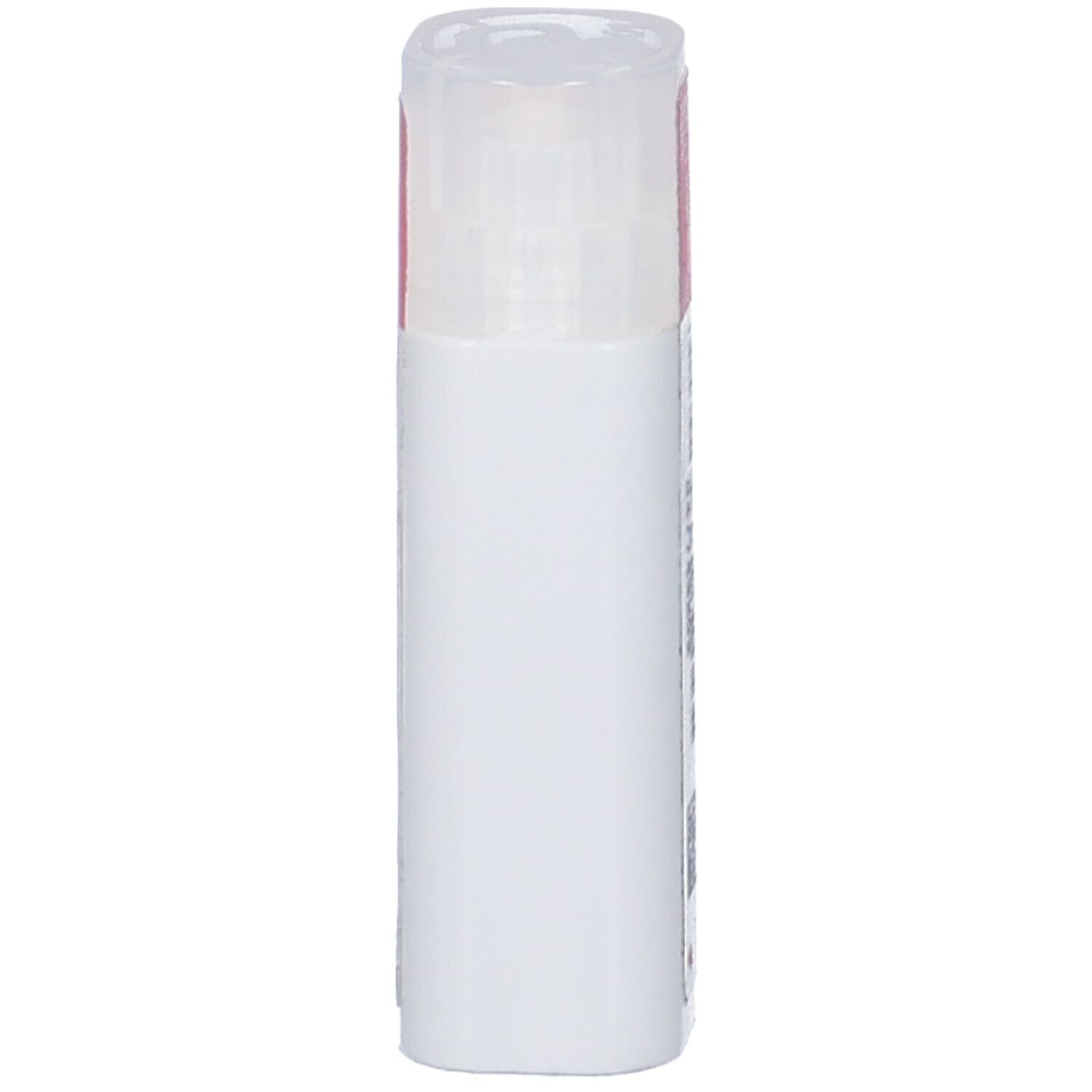 Confezione multidose cilindrica bianca con coperchio trasparente. Fascia rosa in alto. Nessuna altra scritta visibile.