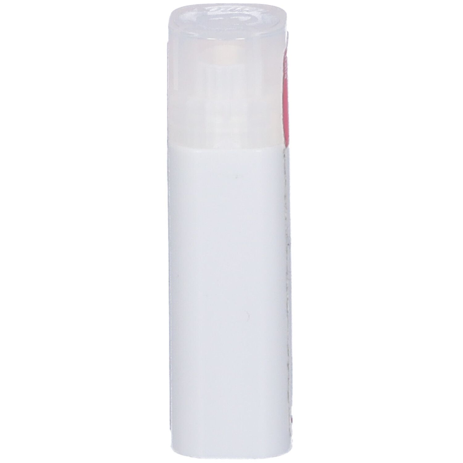 Confezione cilindrica bianca con coperchio trasparente. Nessuna scritta visibile.