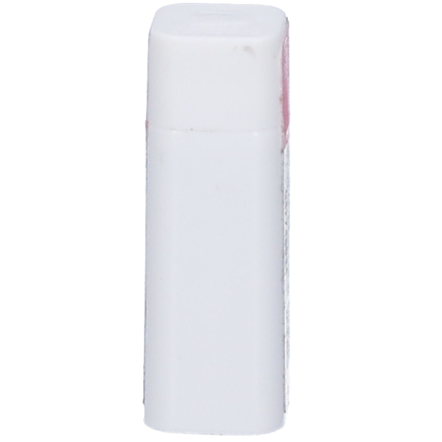Confezione cilindrica bianca con coperchio rosa. Nessun altro dettaglio visibile.