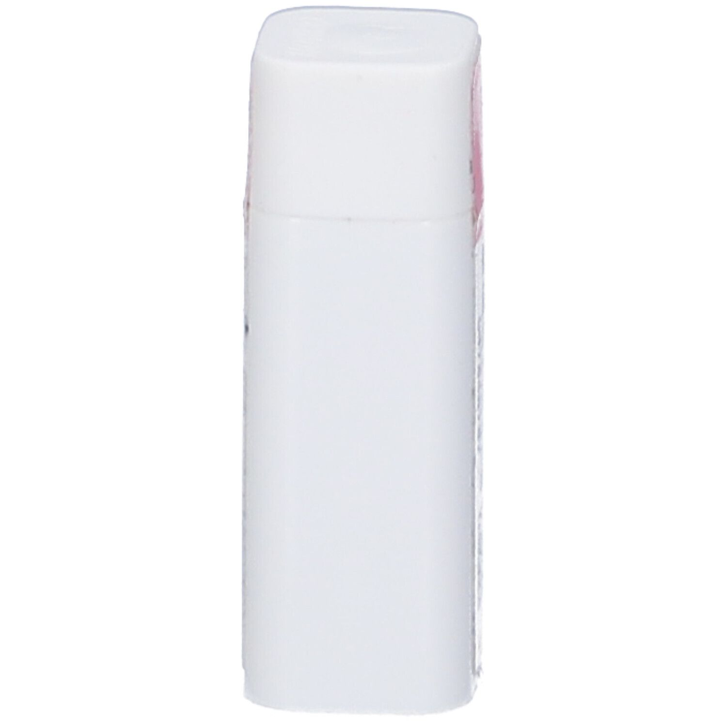 Flacone rettangolare bianco. Etichetta rosa. Nessun altro dettaglio visibile.