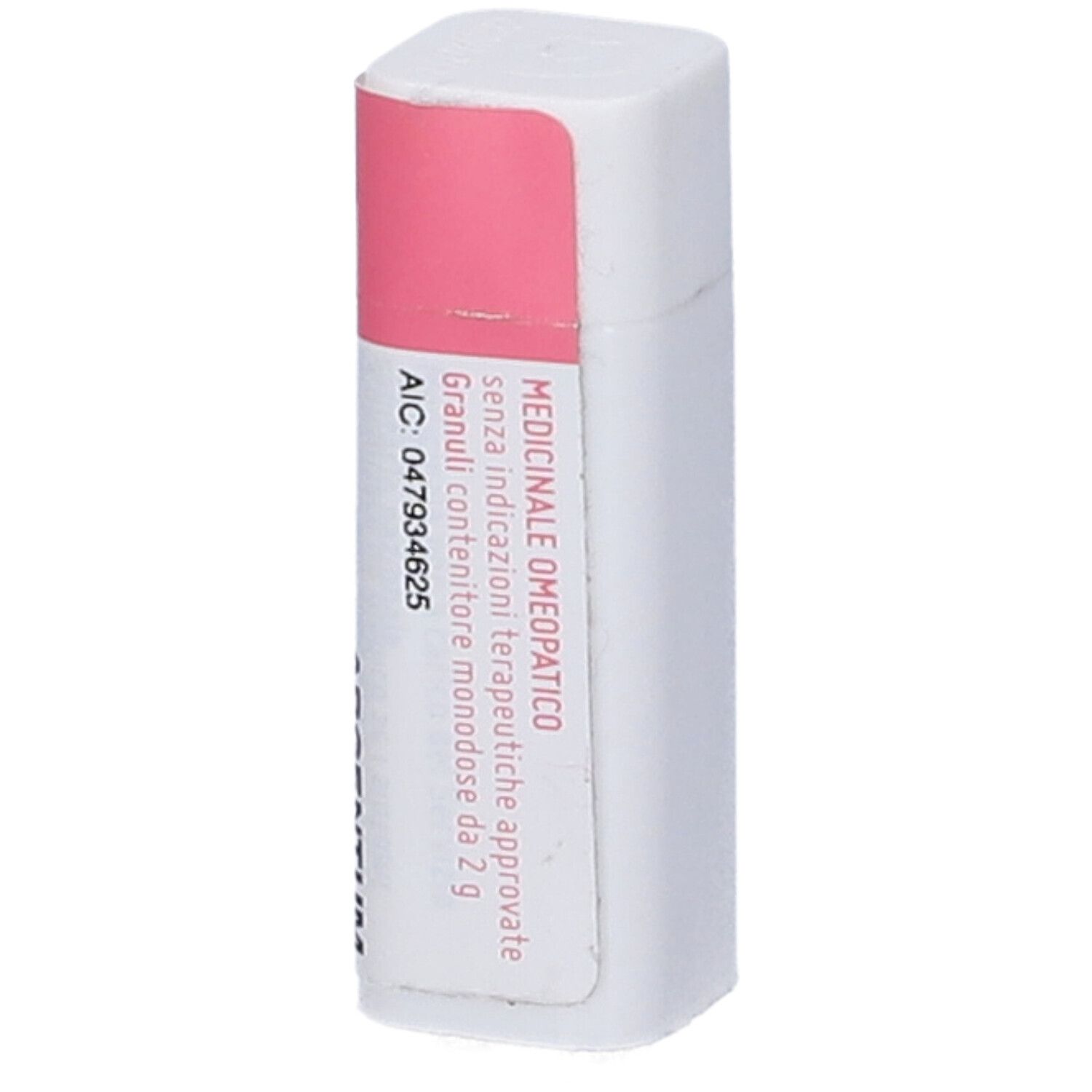 Confezione cilindrica. Fascia rosa con testo. Coperchio bianco. Scritta: 9 CH.