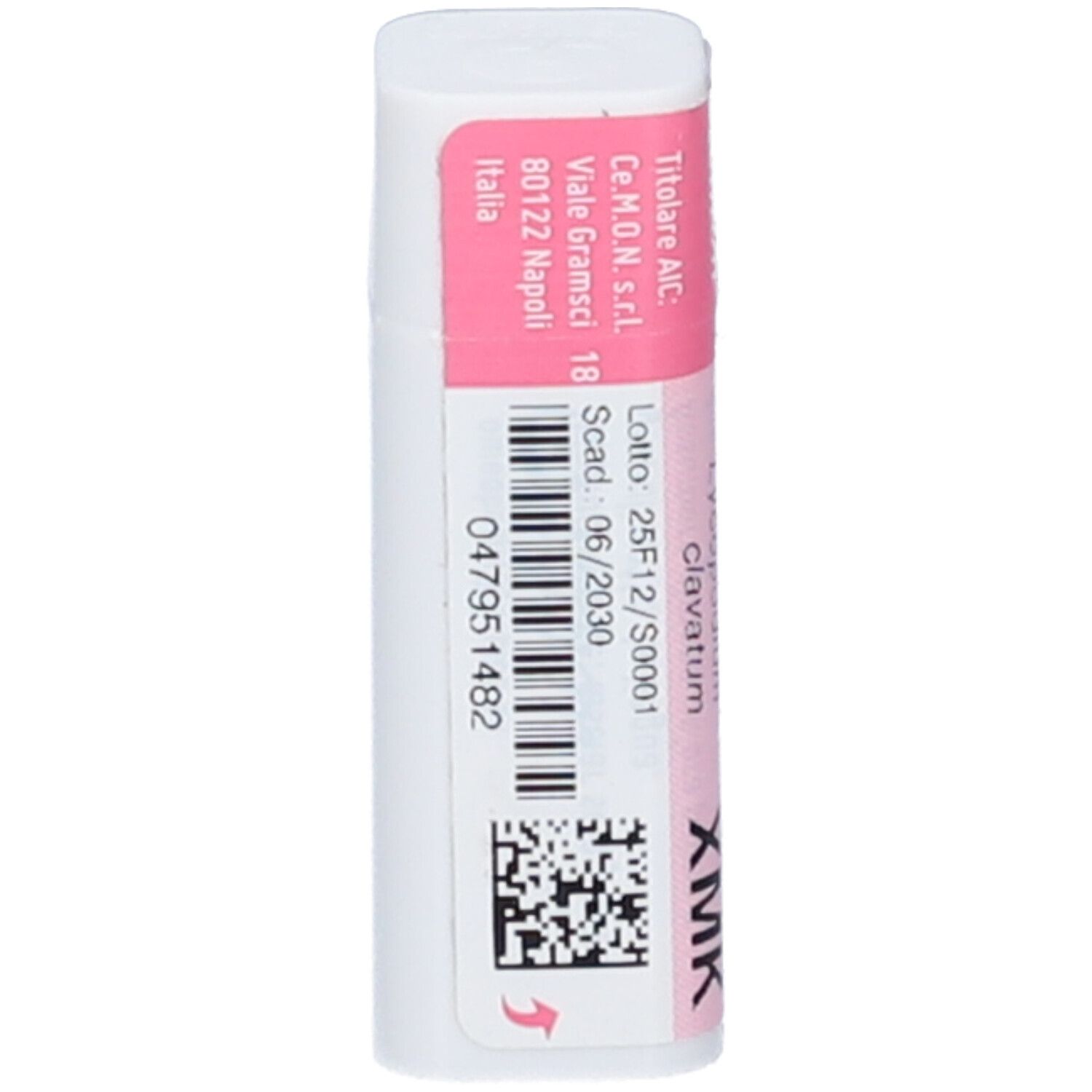 Tubo bianco con etichetta rosa e bianca. Testo: Lycopodium Clavatum, Dynamis, XMK.
