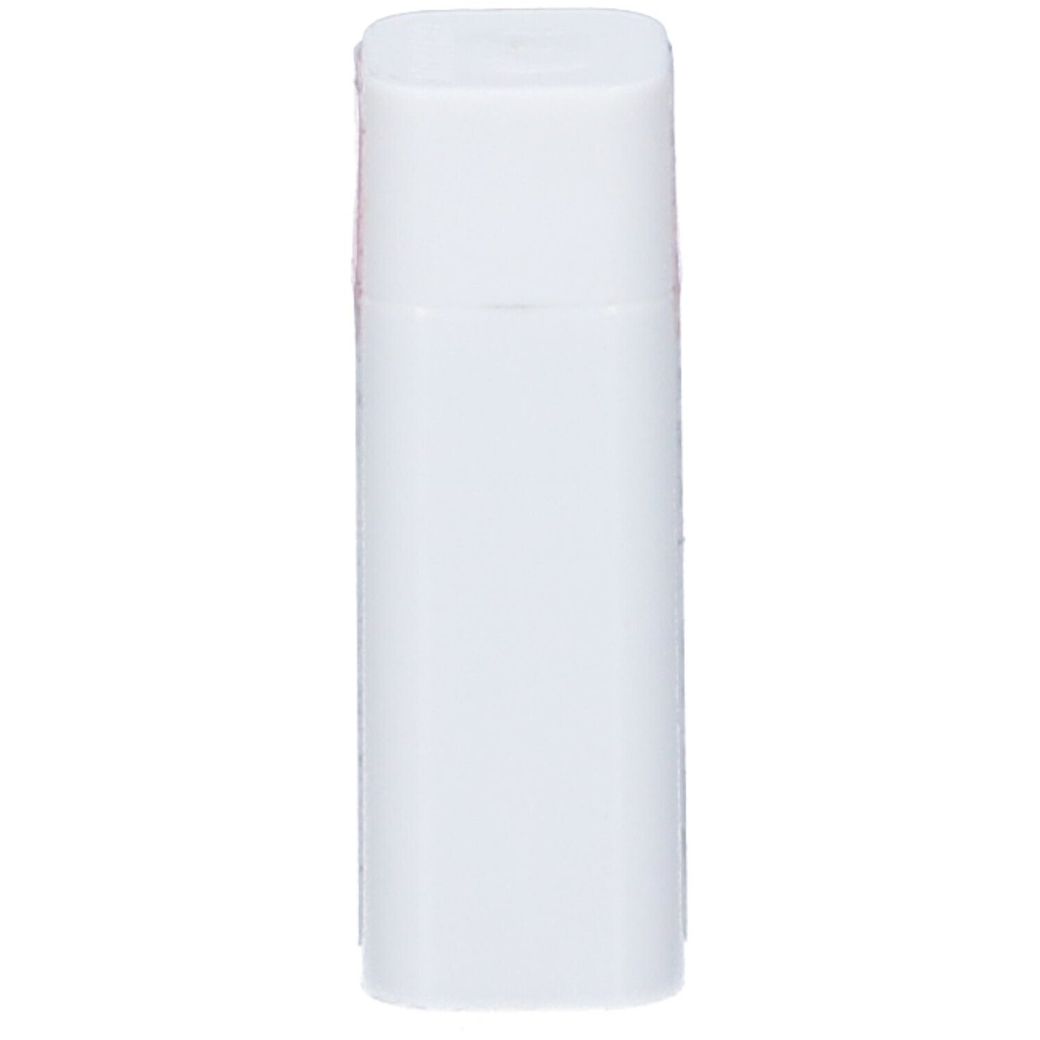 Flacone in vetro ambrato con tappo a vite bianco, 10 ml. Etichetta con accenti rosa e bianchi.