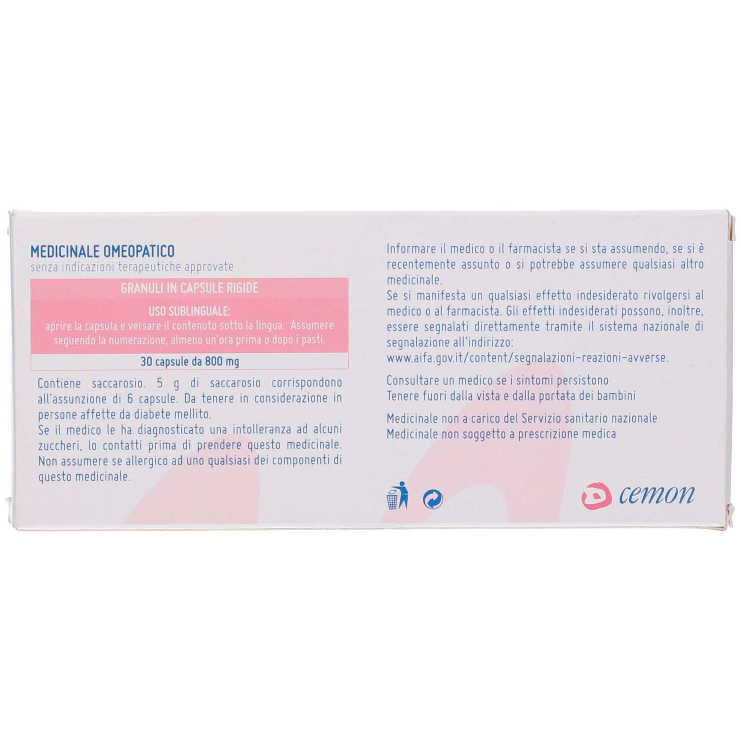 CEMON Natrium Muriaticum Dynamis Granuli 9 Capsule 4 Lm 9 Capsule 5Lm 9 Capsule 6 Lm 3 Capsule 35K Capsule Da 800 Mg