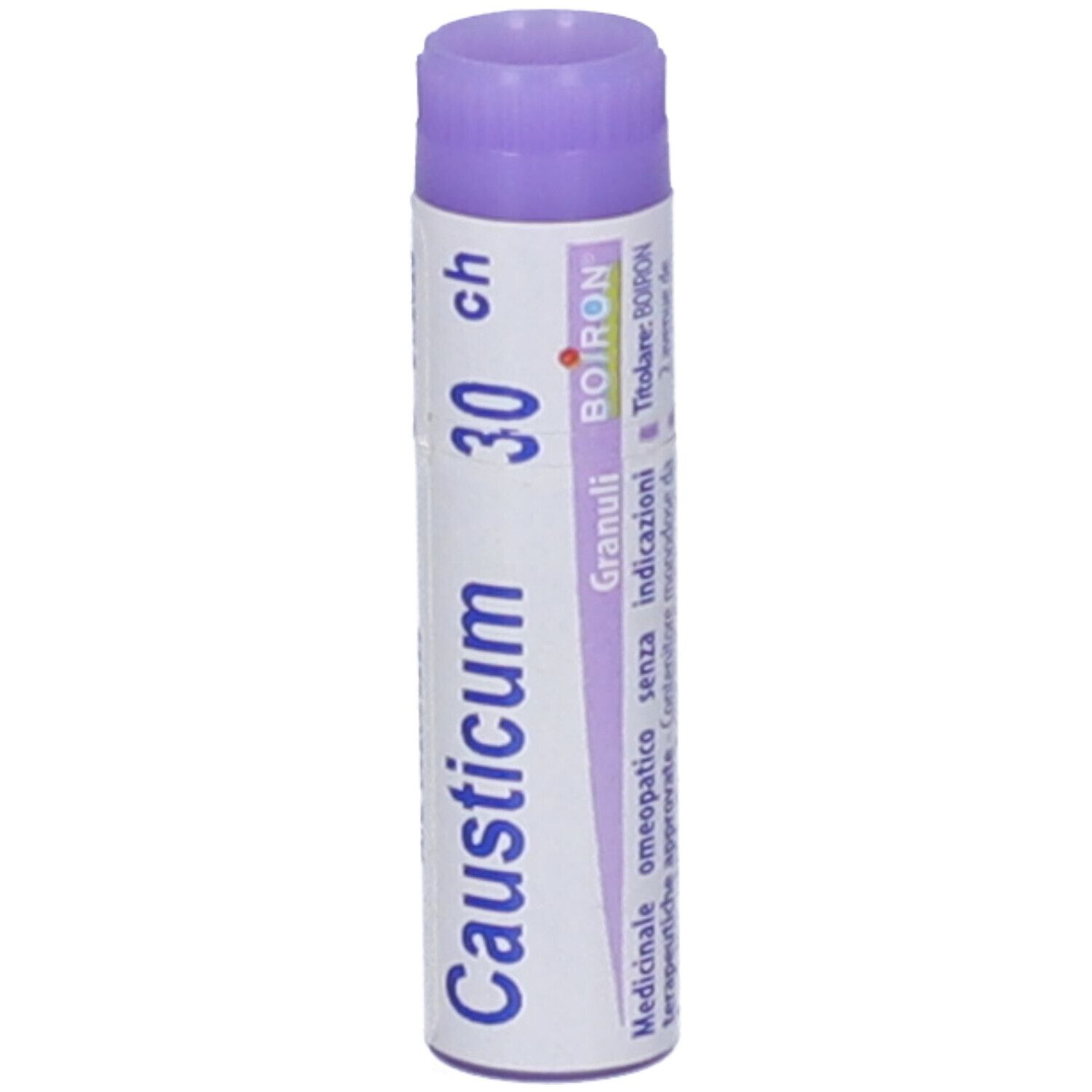 Globuli Boiron Causticum 30 Ch in un piccolo tubetto. Medicinale omeopatico.