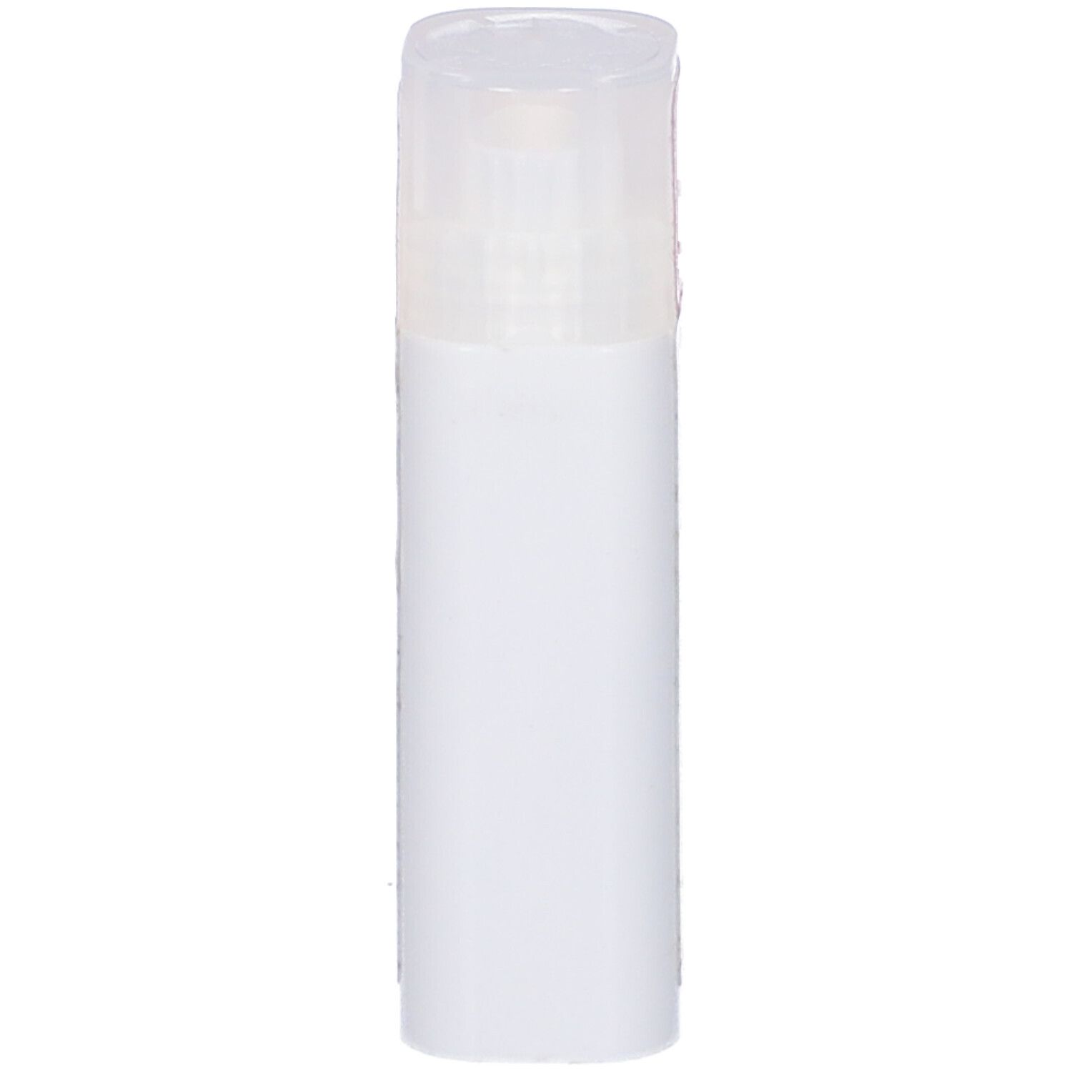 Contenitore cilindrico bianco con coperchio trasparente.