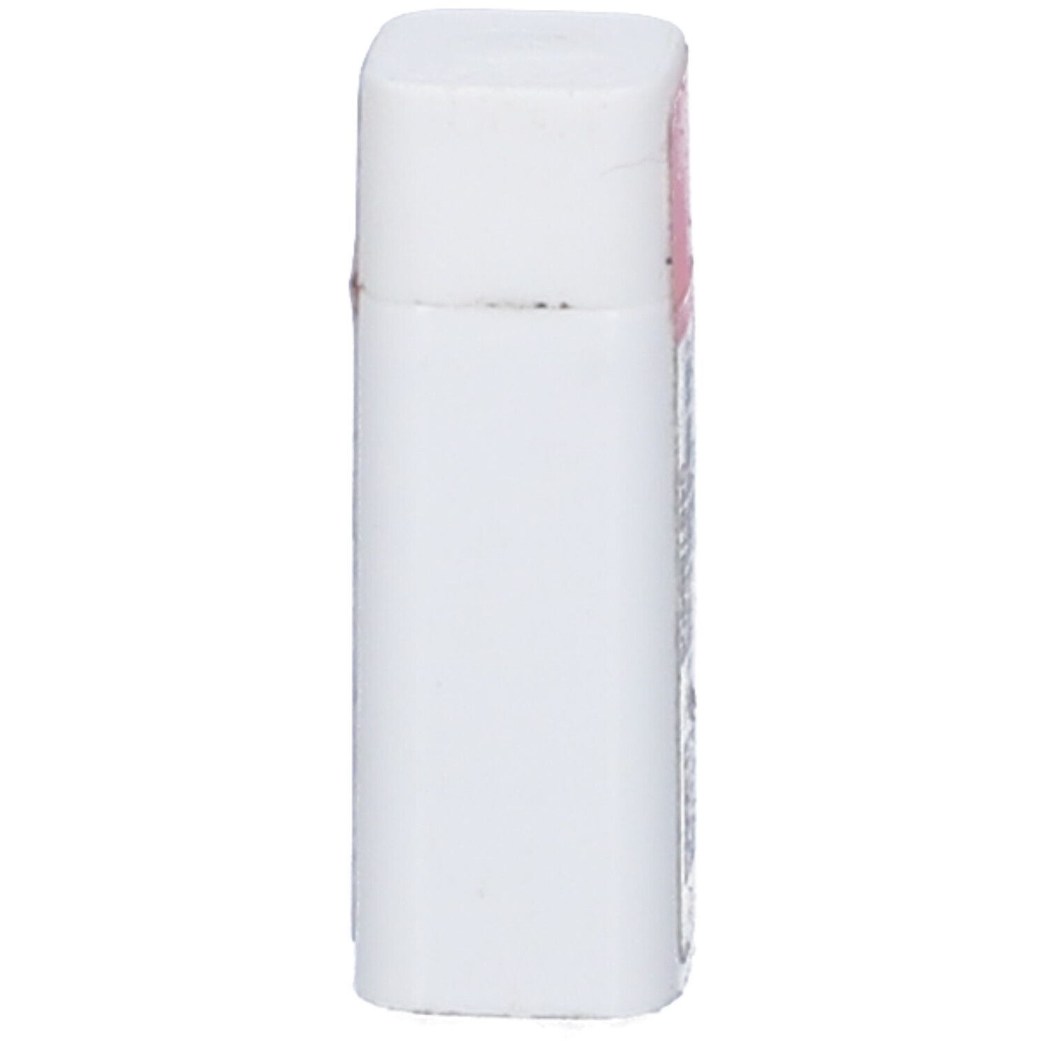 Flacone rettangolare bianco con coperchio rosa. Nessuna altra informazione visibile.