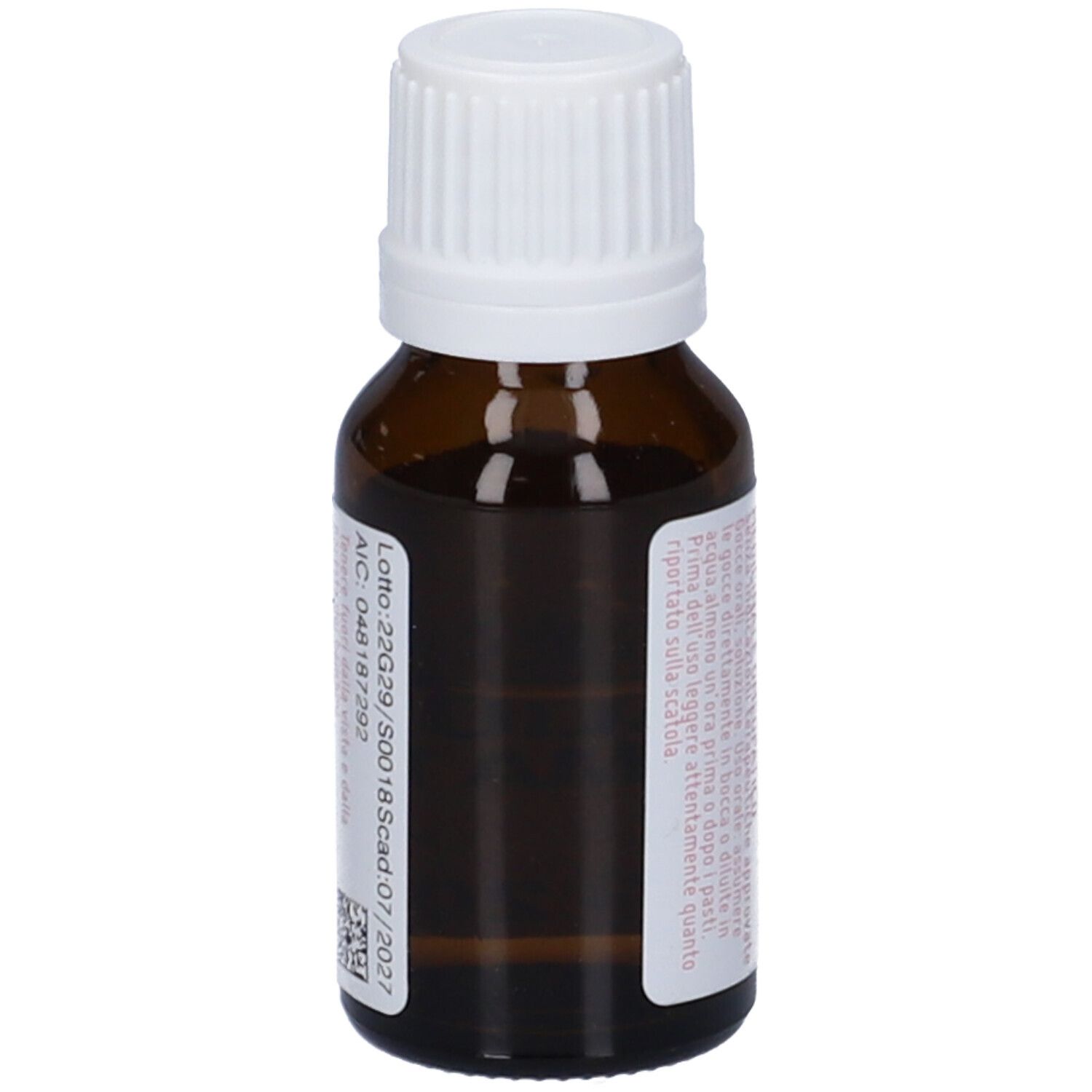 Flacone di vetro marrone con tappo bianco ed etichetta rosa. Scritta: Kalium Bromatum, dynamis, 200 CH. Testo in italiano.