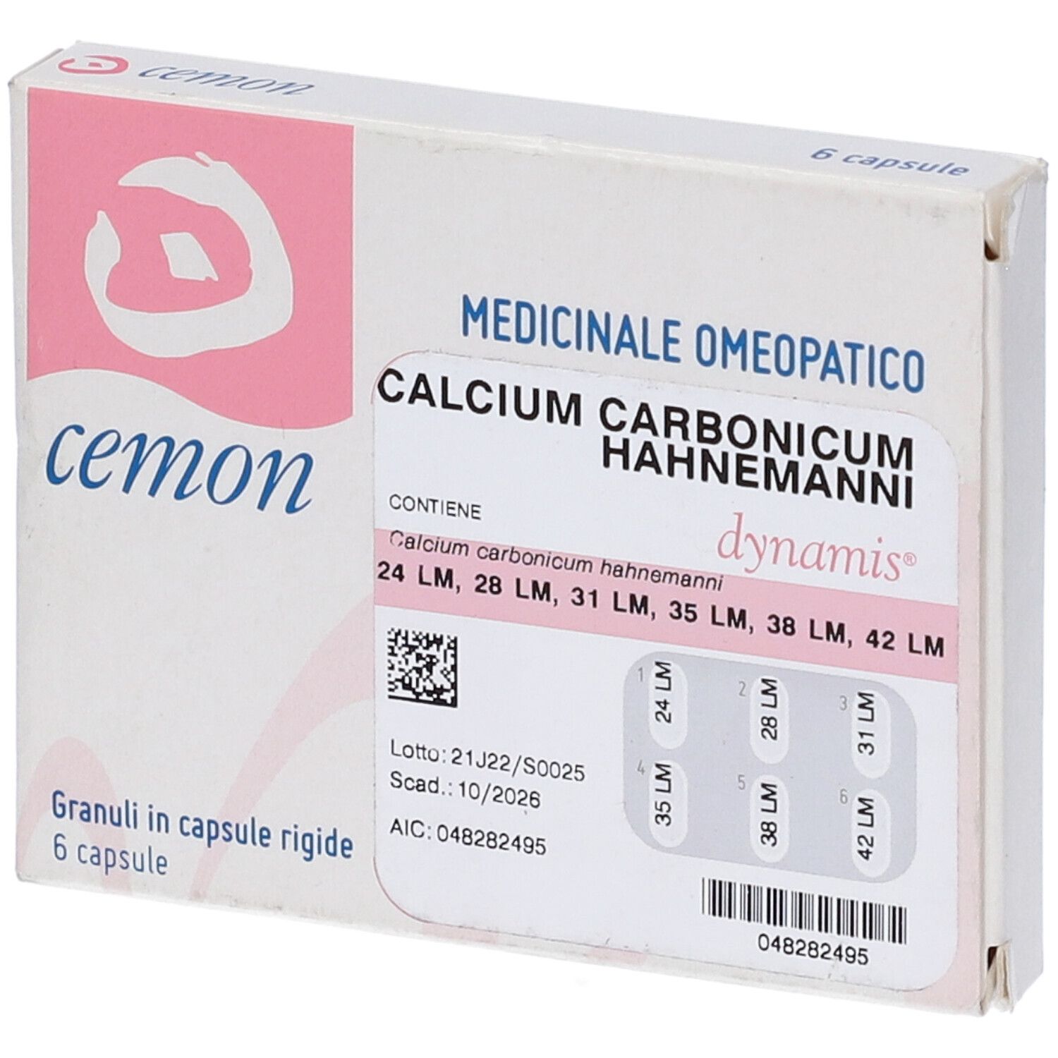 CEMON Calcium Carbonicum Hahnemanni Dynamis Granuli In Capsule Rigide 1 Capsula 24 Lm 1 Capsula 28 Lm 1 Capsula 31 Lm 1 Capsula 35 Lm 1 Capsula 38 Lm 1 Capsula 42 Lm Capsule Da 800 Mg