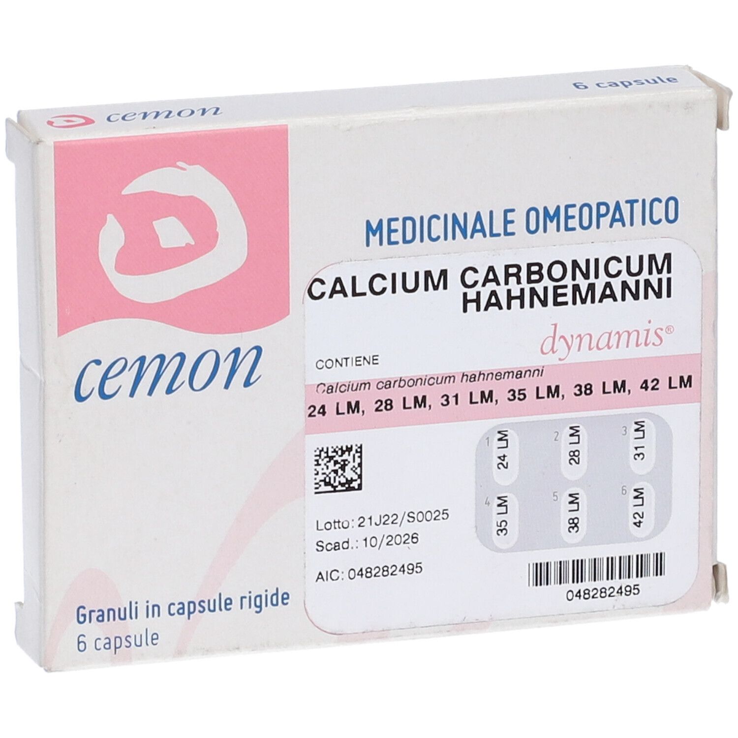 CEMON Calcium Carbonicum Hahnemanni Dynamis Granuli In Capsule Rigide 1 Capsula 24 Lm 1 Capsula 28 Lm 1 Capsula 31 Lm 1 Capsula 35 Lm 1 Capsula 38 Lm 1 Capsula 42 Lm Capsule Da 800 Mg