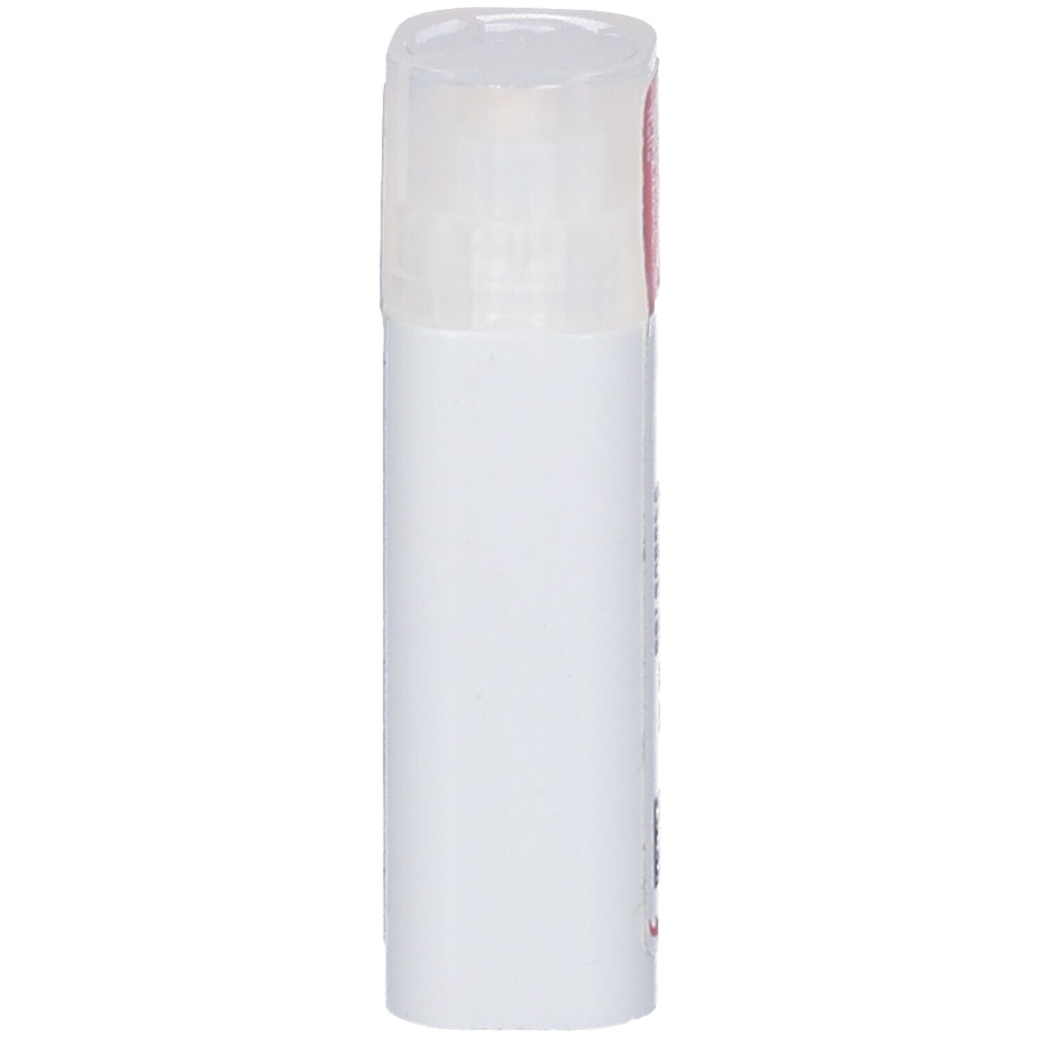 Flacone cilindrico bianco con coperchio trasparente. Nessuna altra scritta visibile.