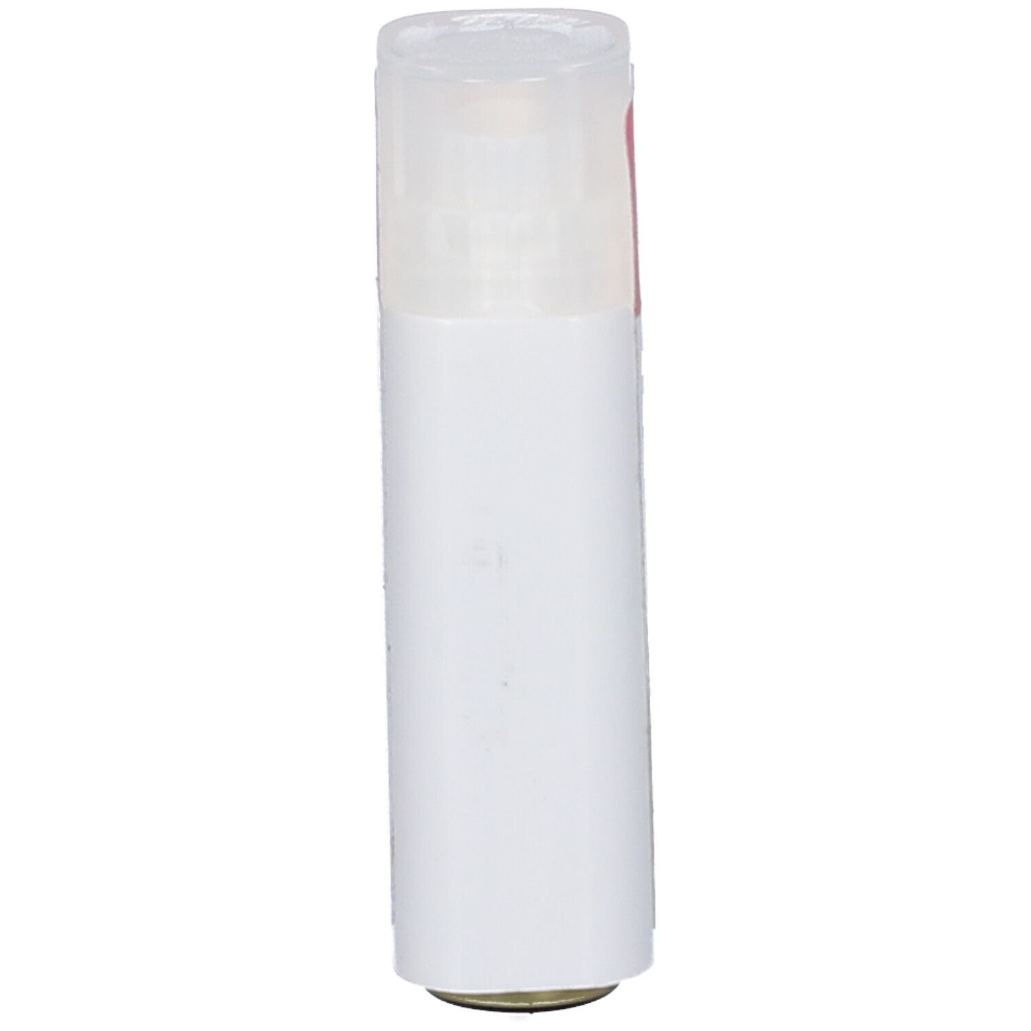 Flacone cilindrico bianco con coperchio trasparente. Nessun altro dettaglio visibile.