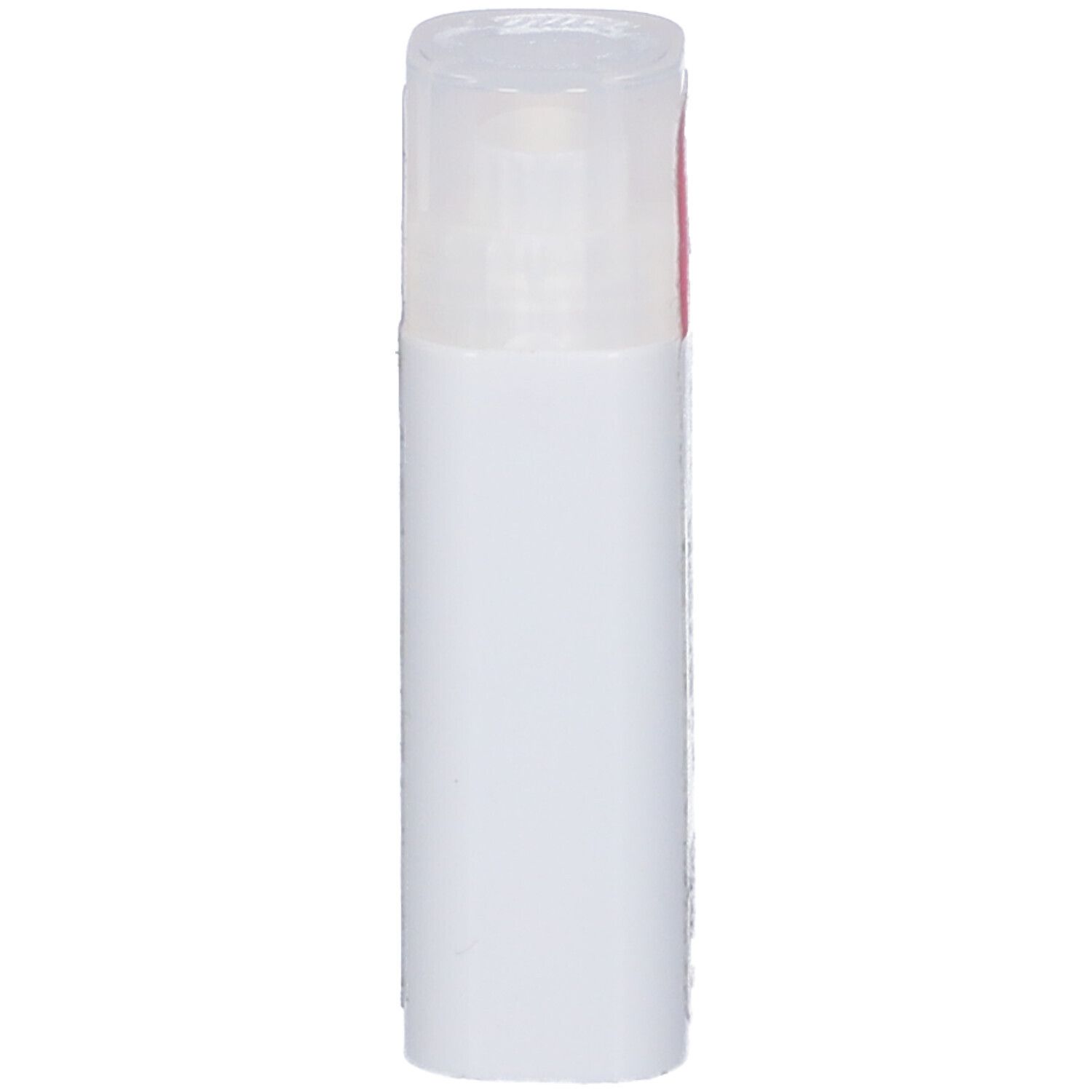 Flacone cilindrico bianco con coperchio trasparente. Nessuna altra scritta visibile.